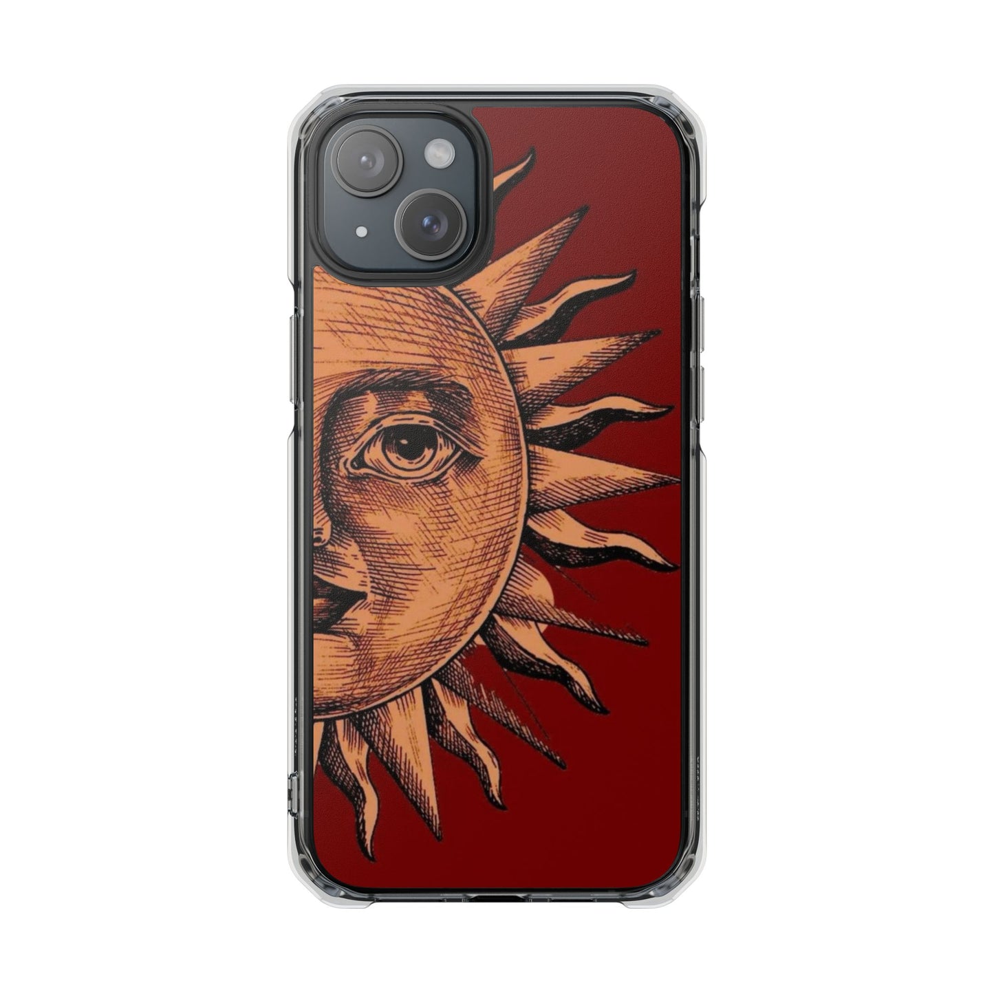 Vintage Sun Illustration Magnetic Clear Impact Phone Case