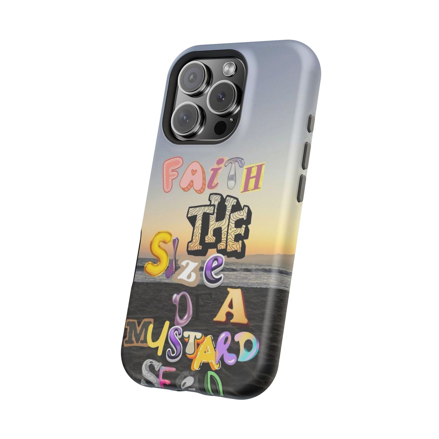 Magnetic Impact-Resistant Phone Case — "Faith the Size of a Mustard Seed" Sunset Design