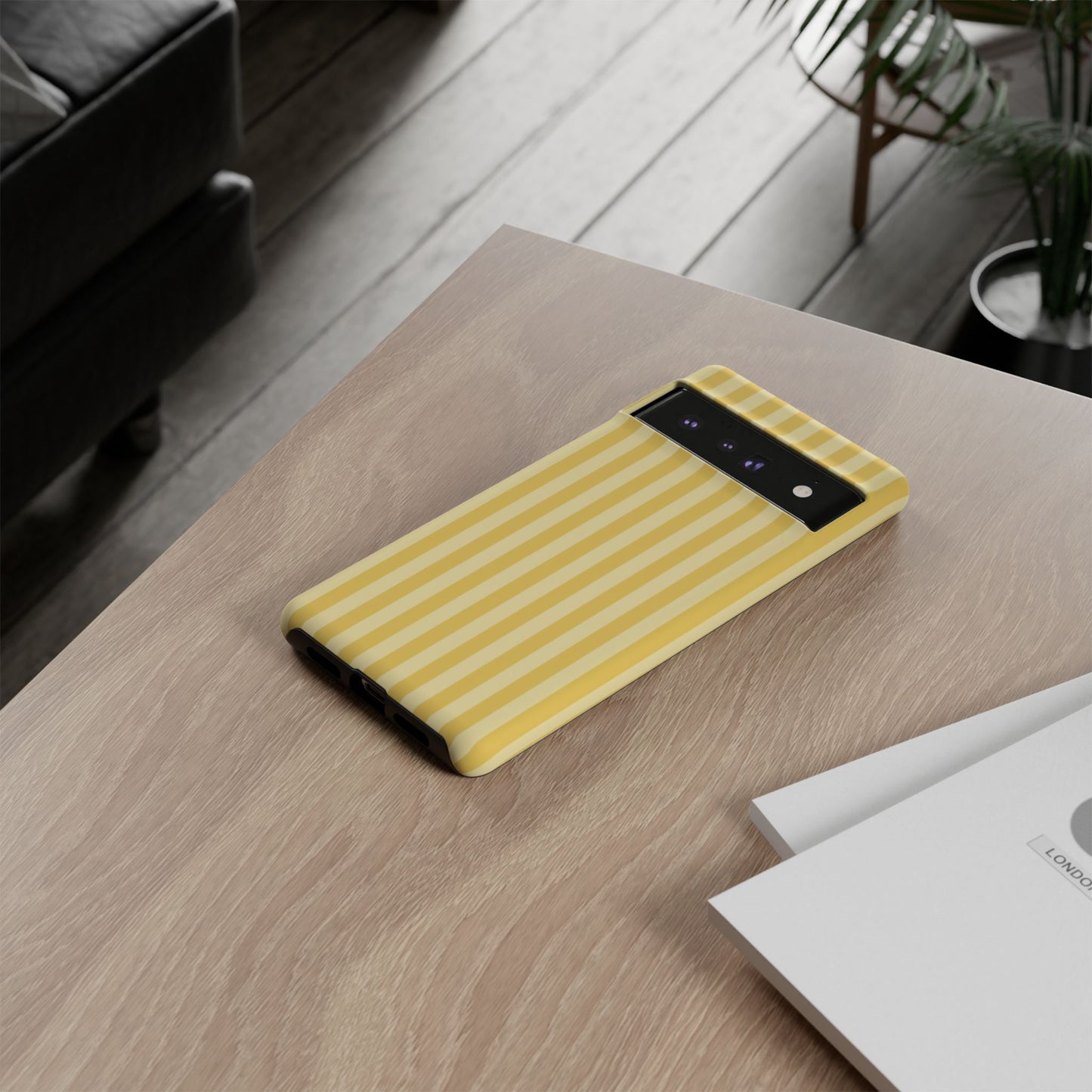 Yellow Stripe Tough Phone Case — Durable Protective iPhone Cover