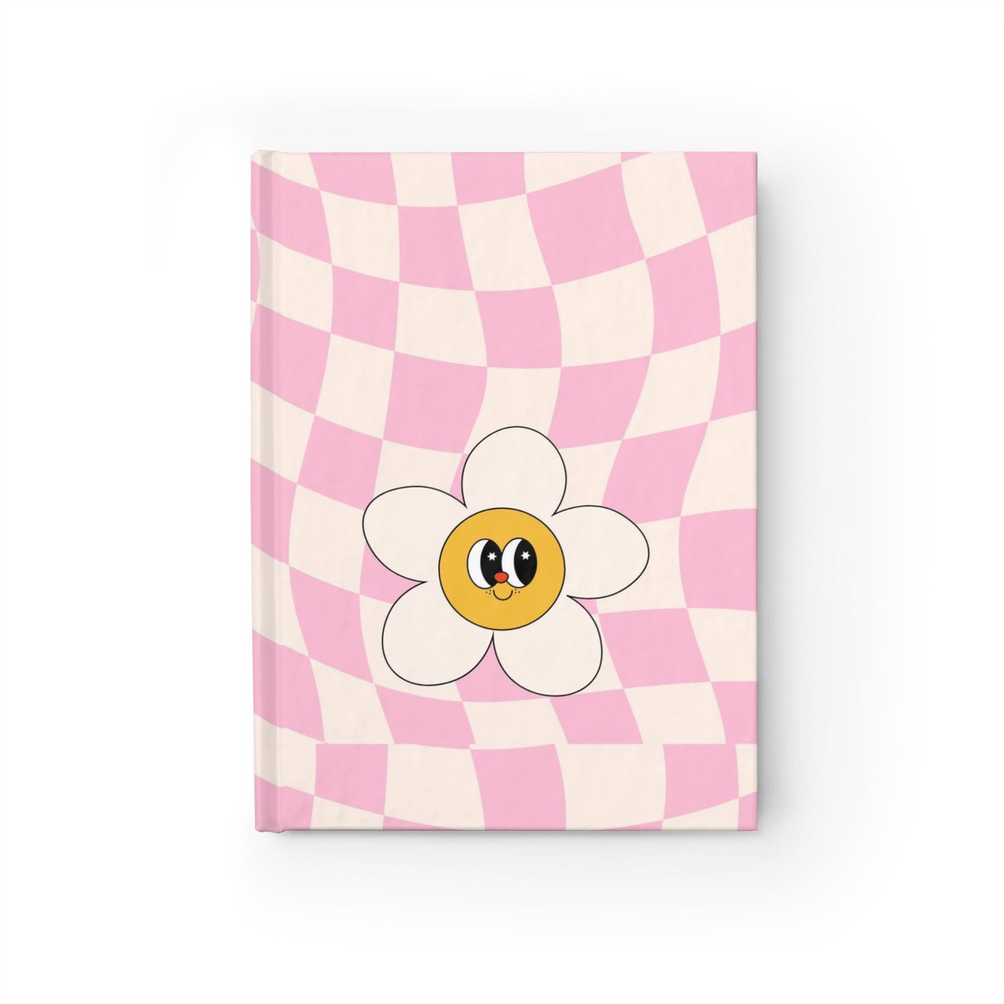 Pink Checker Daisy Journal — Cute Floral Lined Notebook for Kids & Teens