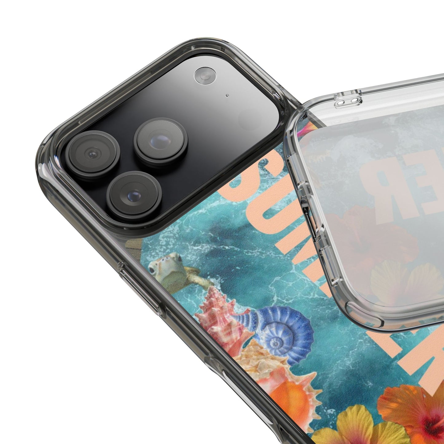 Summer Floral Clear Impact Phone Case — "SUMMER" Tropical Hibiscus Design