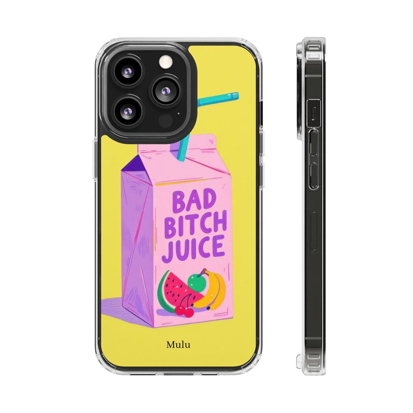 Clear Impact-Resistant Phone Case — "Bad Bitch Juice" Cartoon Juice Box Design