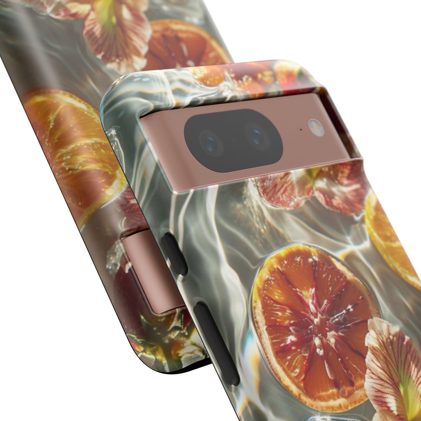 Citrus & Hibiscus Protective Phone Case – Summer Fruit Water Print Tough Case