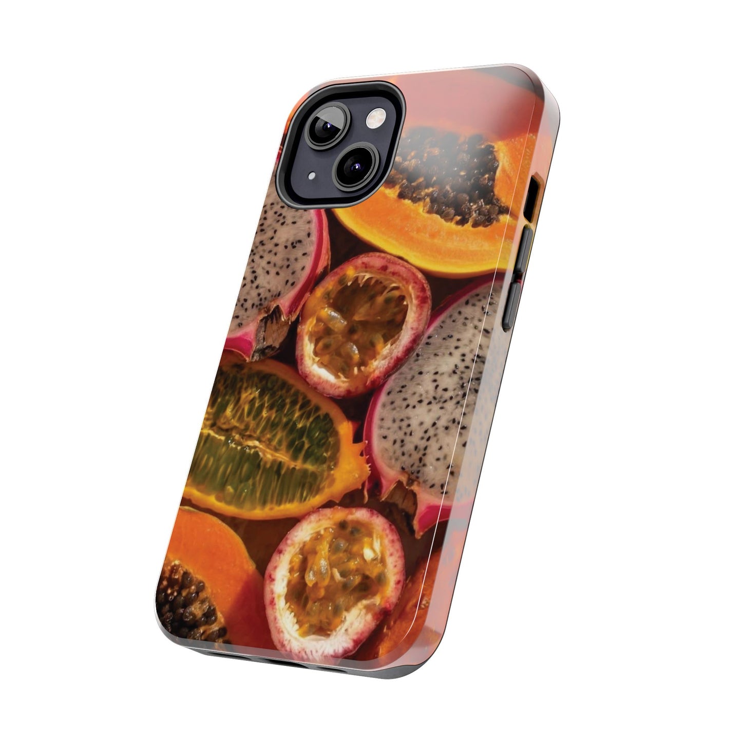 Tropical Fruit Tough Phone Case — Papaya & Dragon Fruit Design