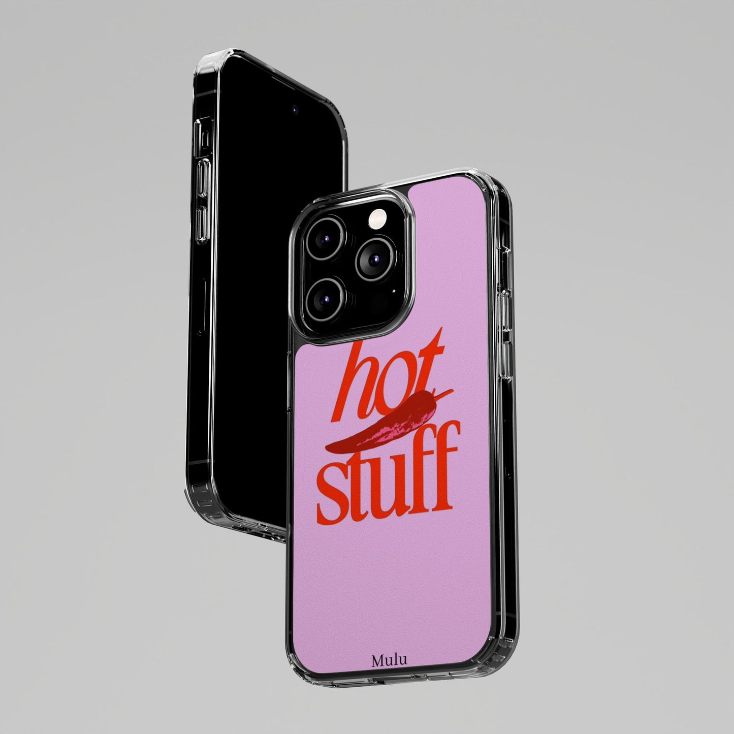 Hot Stuff Clear Impact Phone Case — Pink Retro Typography iPhone Cover