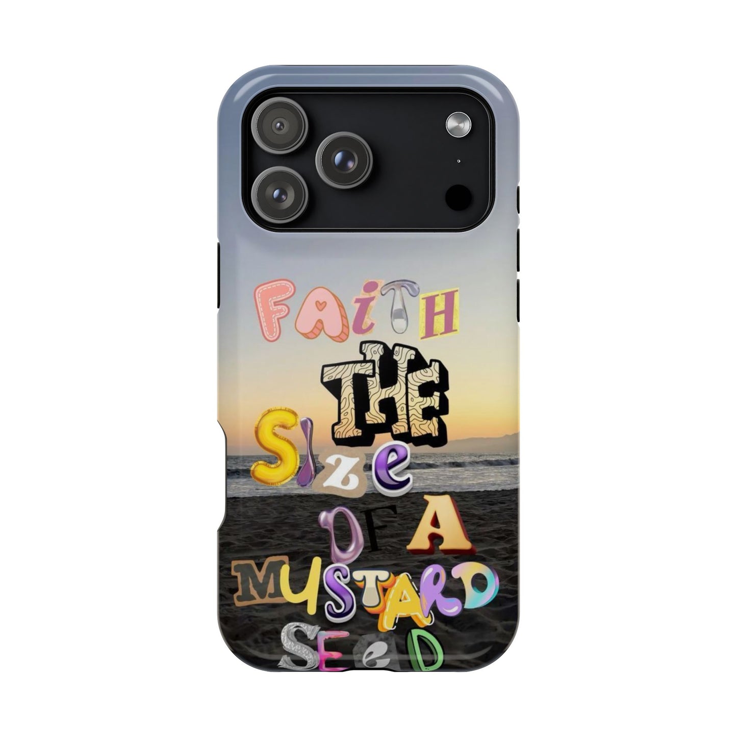 Magnetic Impact-Resistant Phone Case — "Faith the Size of a Mustard Seed" Sunset Design