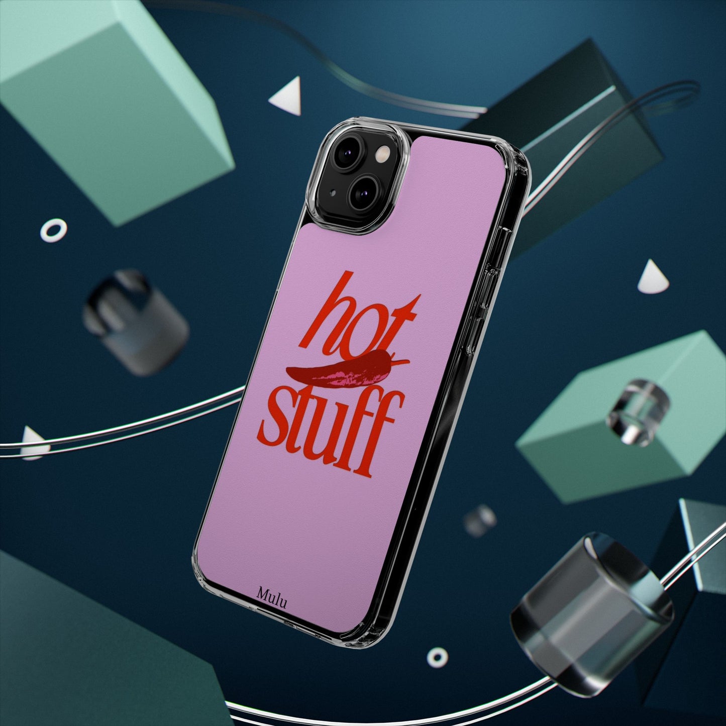 Hot Stuff Clear Impact Phone Case — Pink Retro Typography iPhone Cover