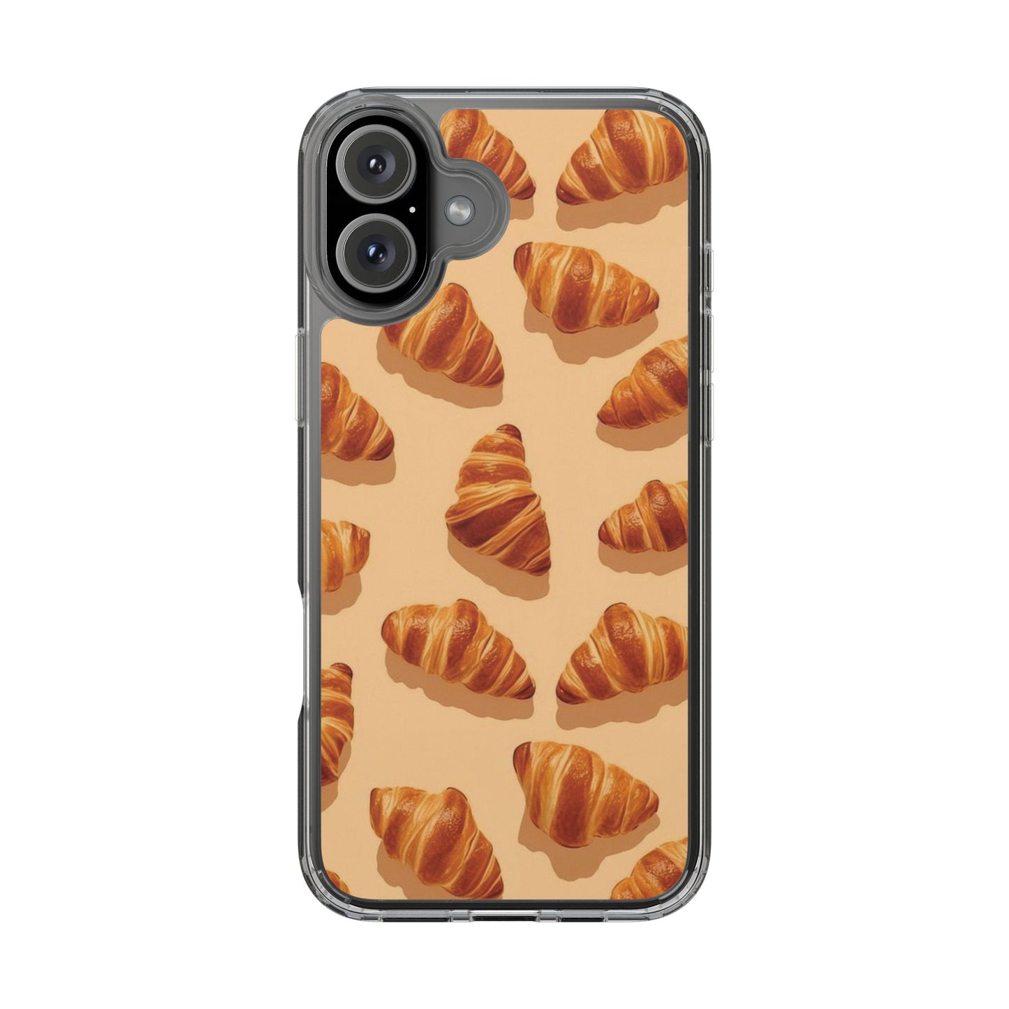Croissant Pattern Clear Phone Case — Bakery-themed Transparent iPhone Cover