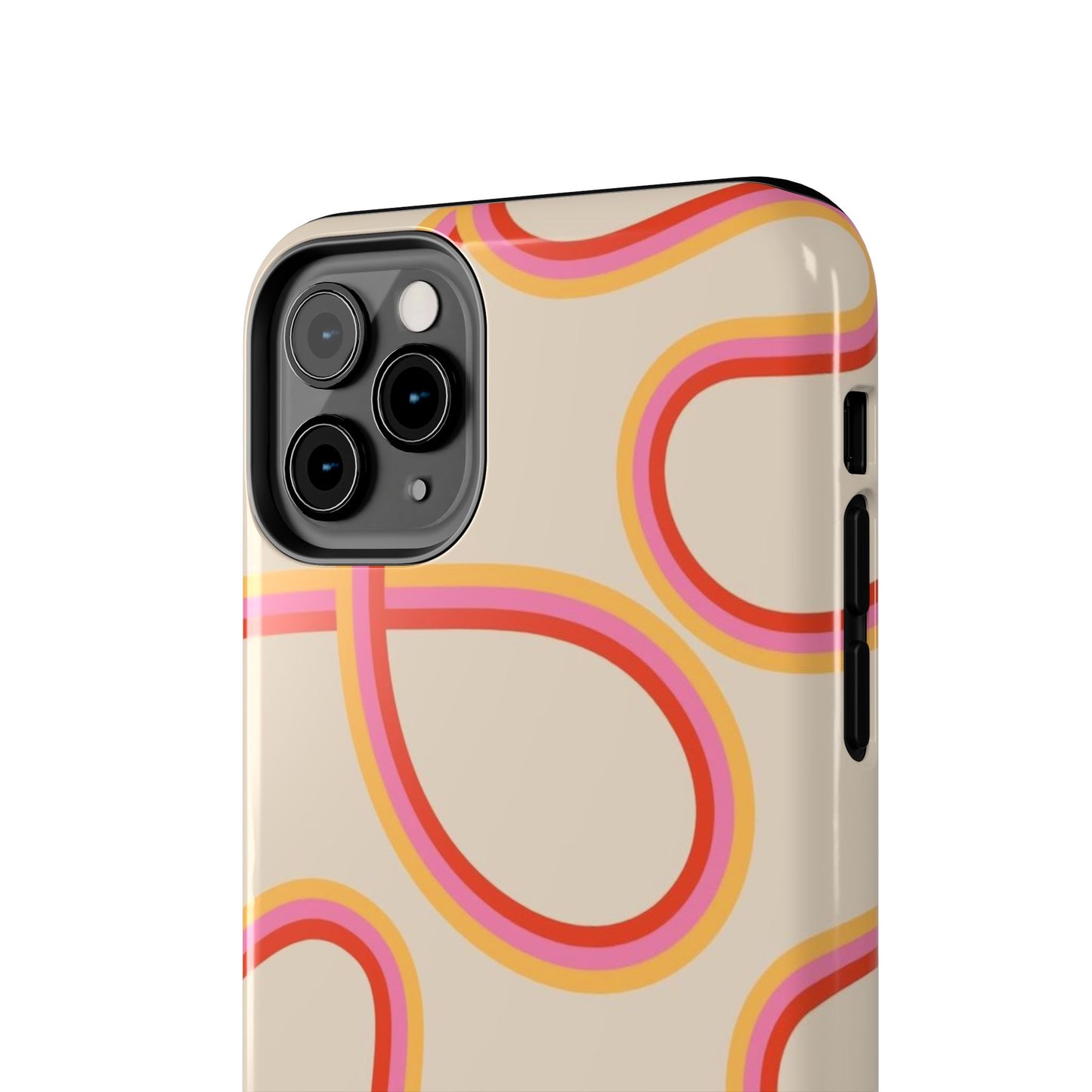 Retro Swirl Tough Phone Case — Beige Pink Orange Abstract Protection