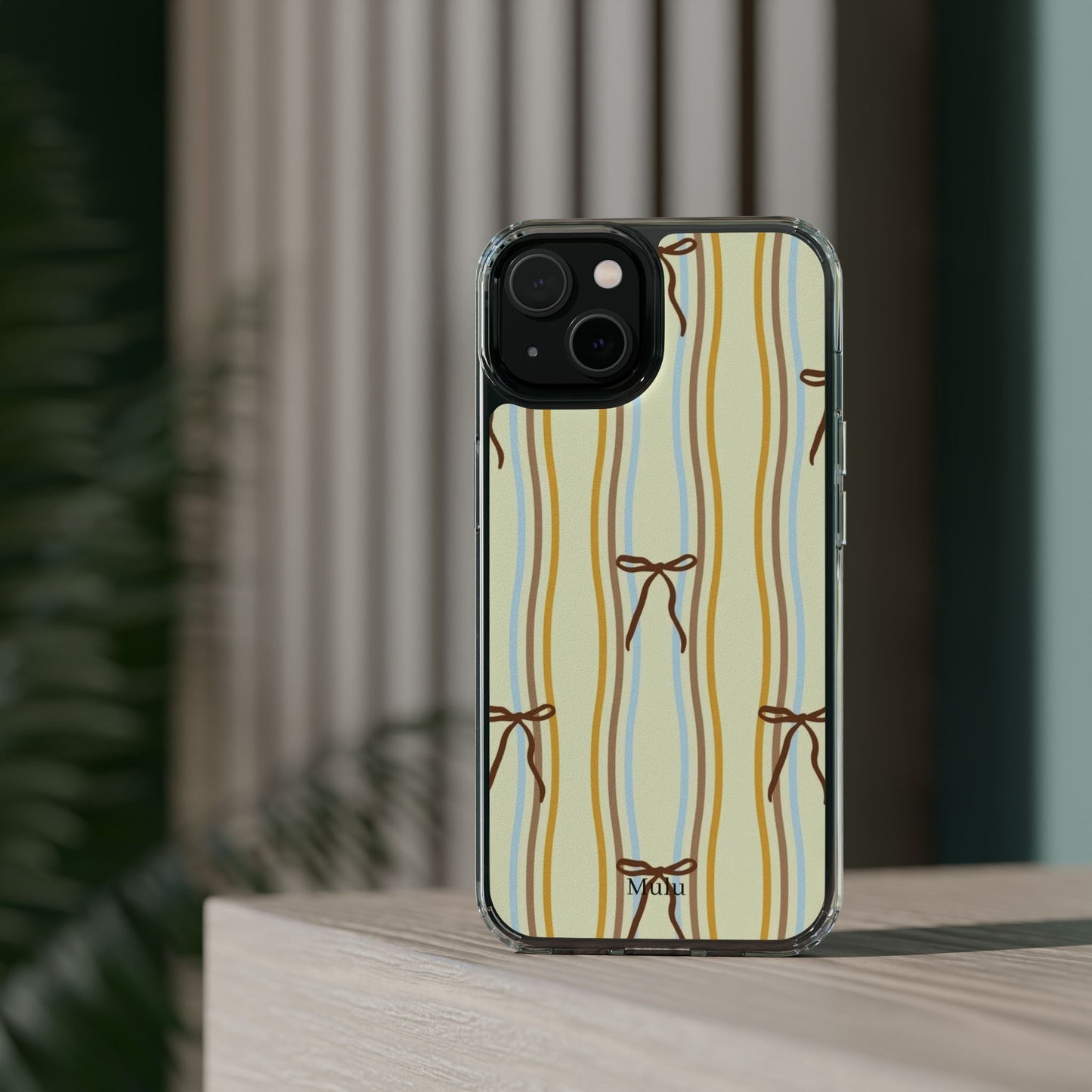 Ballet Ribbon Stripe Clear Impact Phone Case — Pastel Yellow Protective Cover