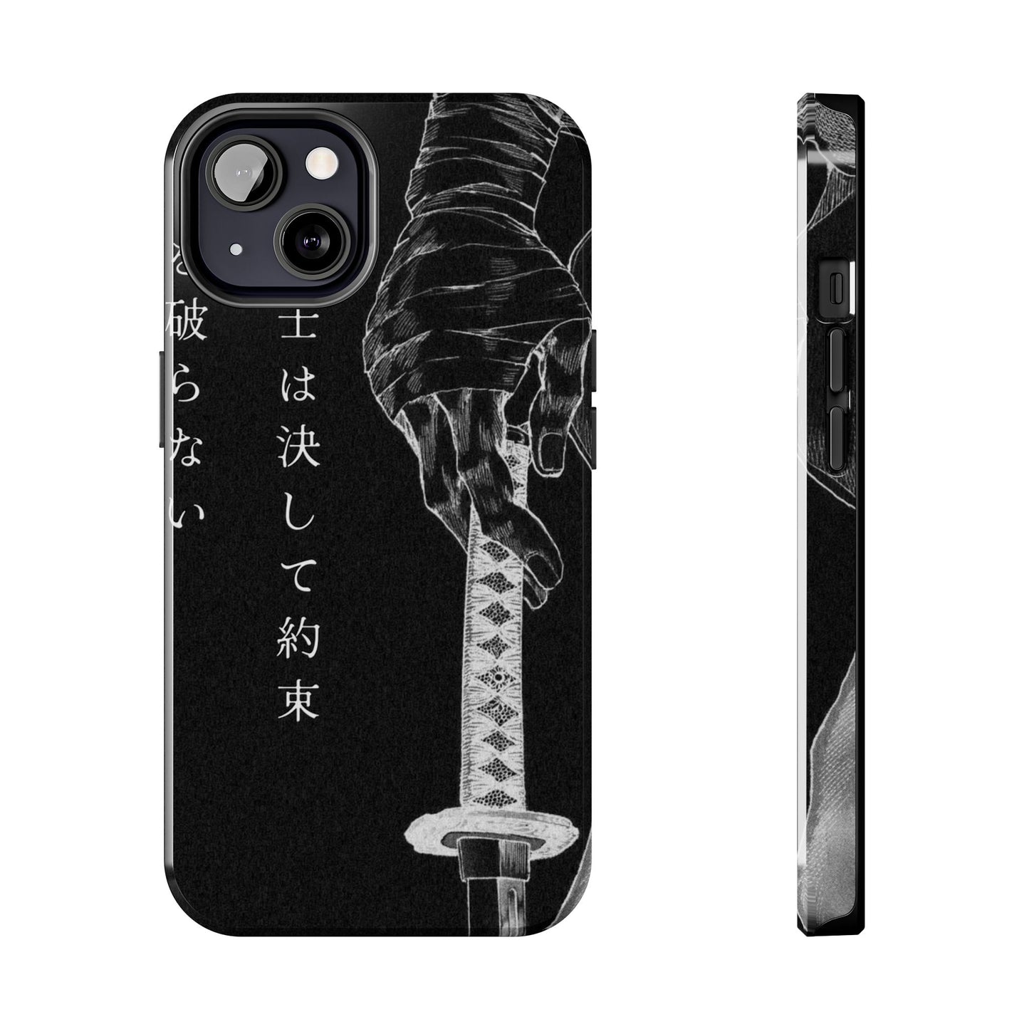 Samurai Vow Tough Phone Case — Black Katana Design with Japanese Text