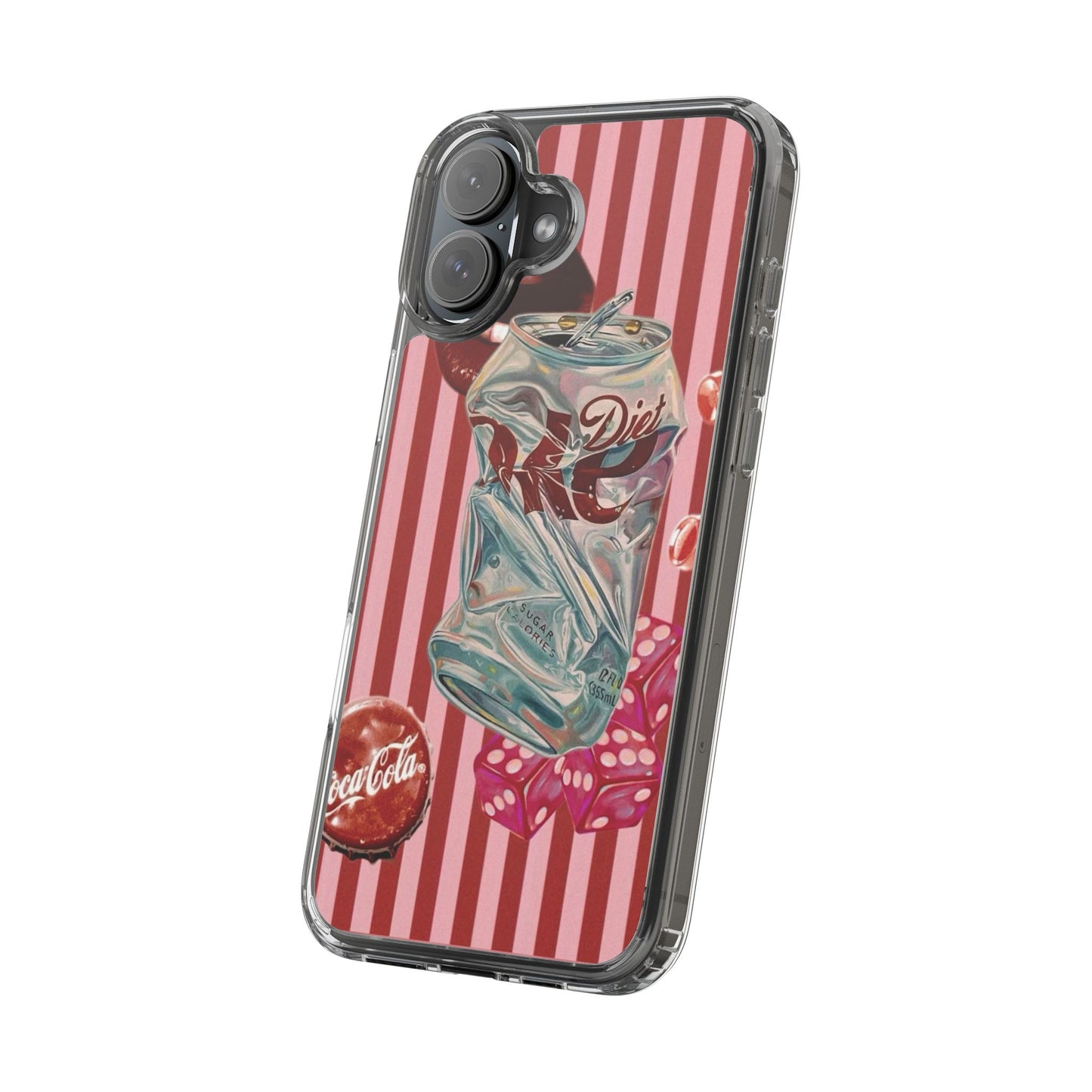 Diet Cola Crush Clear Phone Case – Retro Soda Pop Design