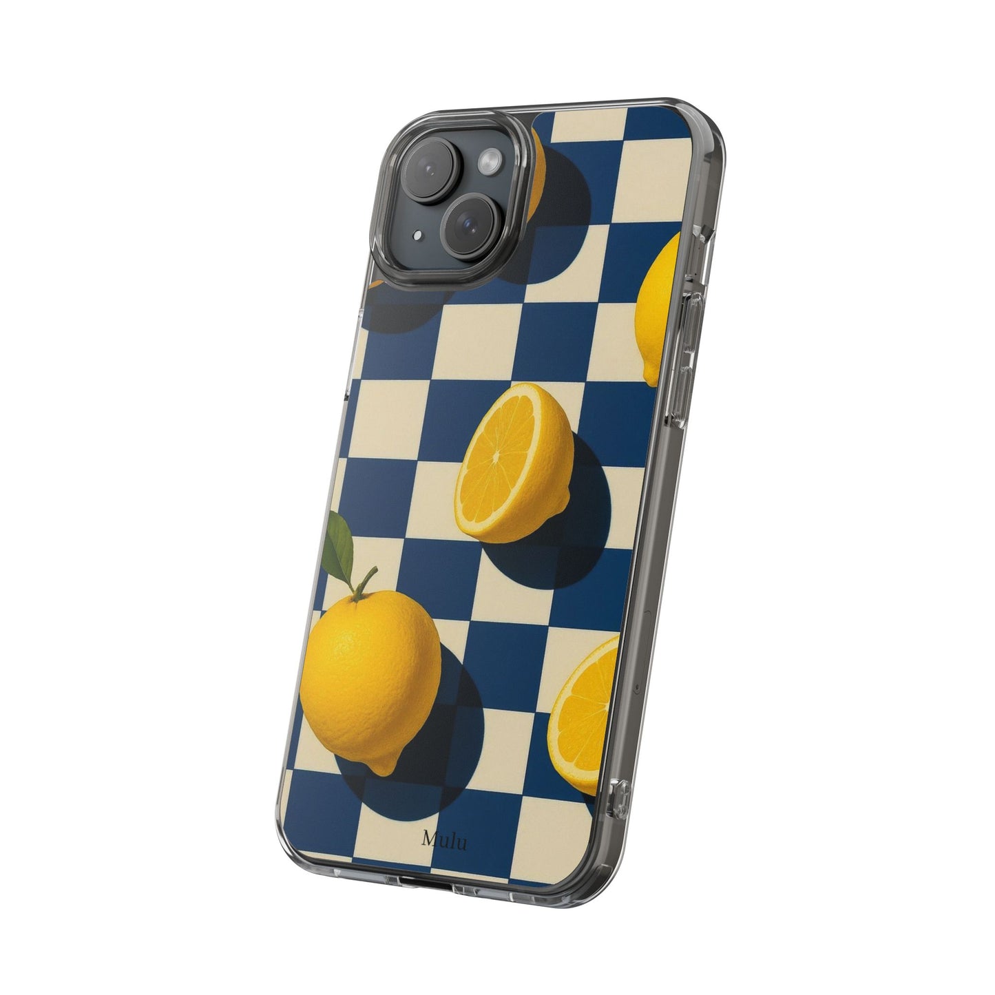 Clear Impact-Resistant Case — Retro Checkered Lemons Phone Case