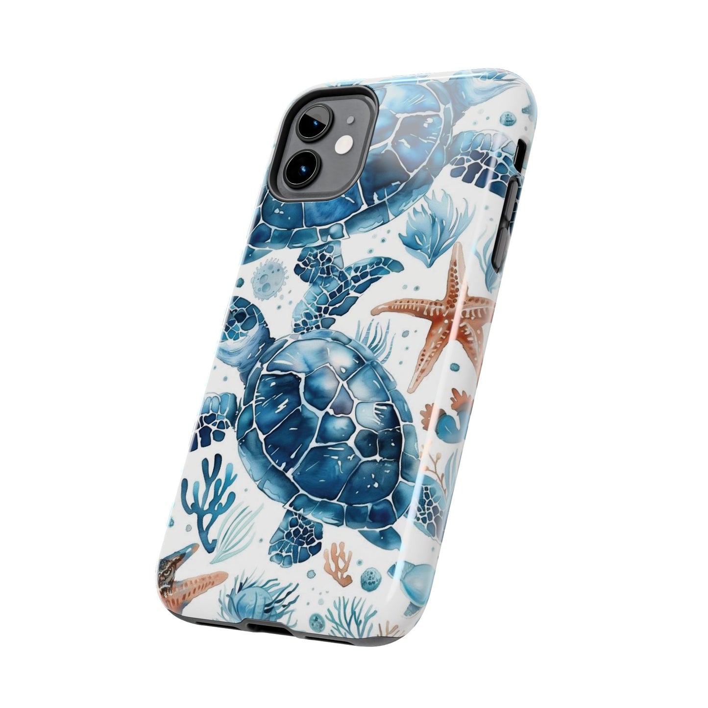 Sea Turtle Tough Phone Case — Blue Ocean Marine Life Protective Cover