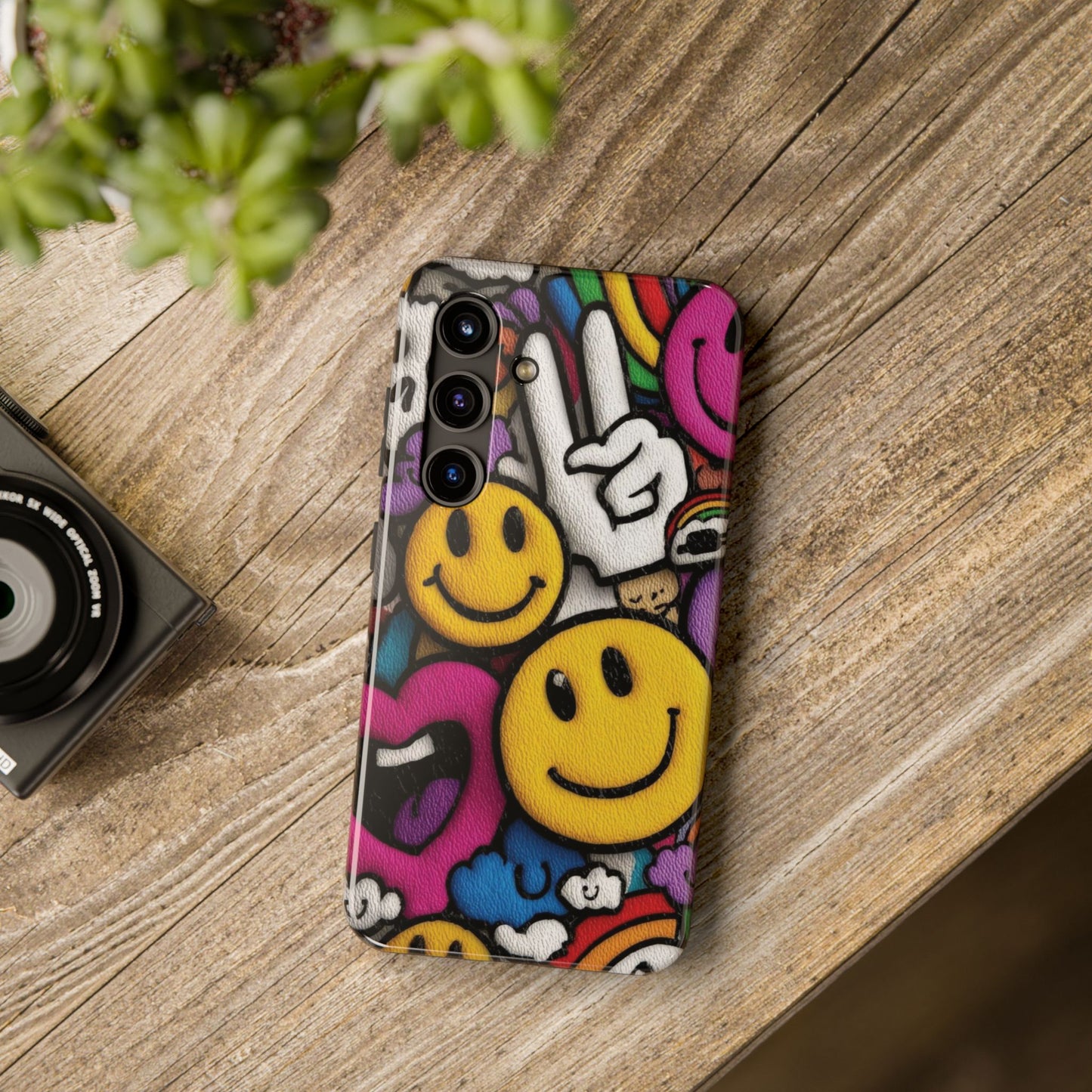 Smiley Graffiti Tough Phone Case – Colorful Urban Art Protection