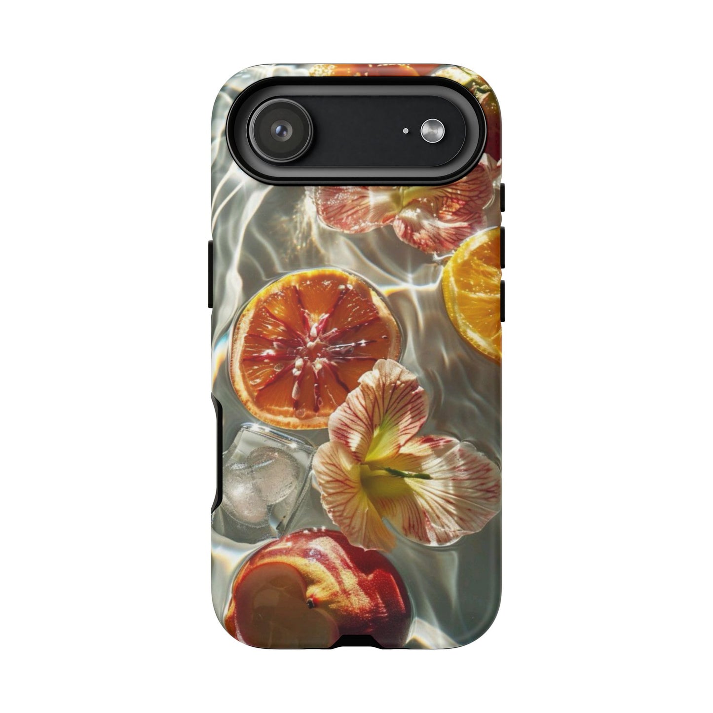 Citrus & Hibiscus Protective Phone Case – Summer Fruit Water Print Tough Case