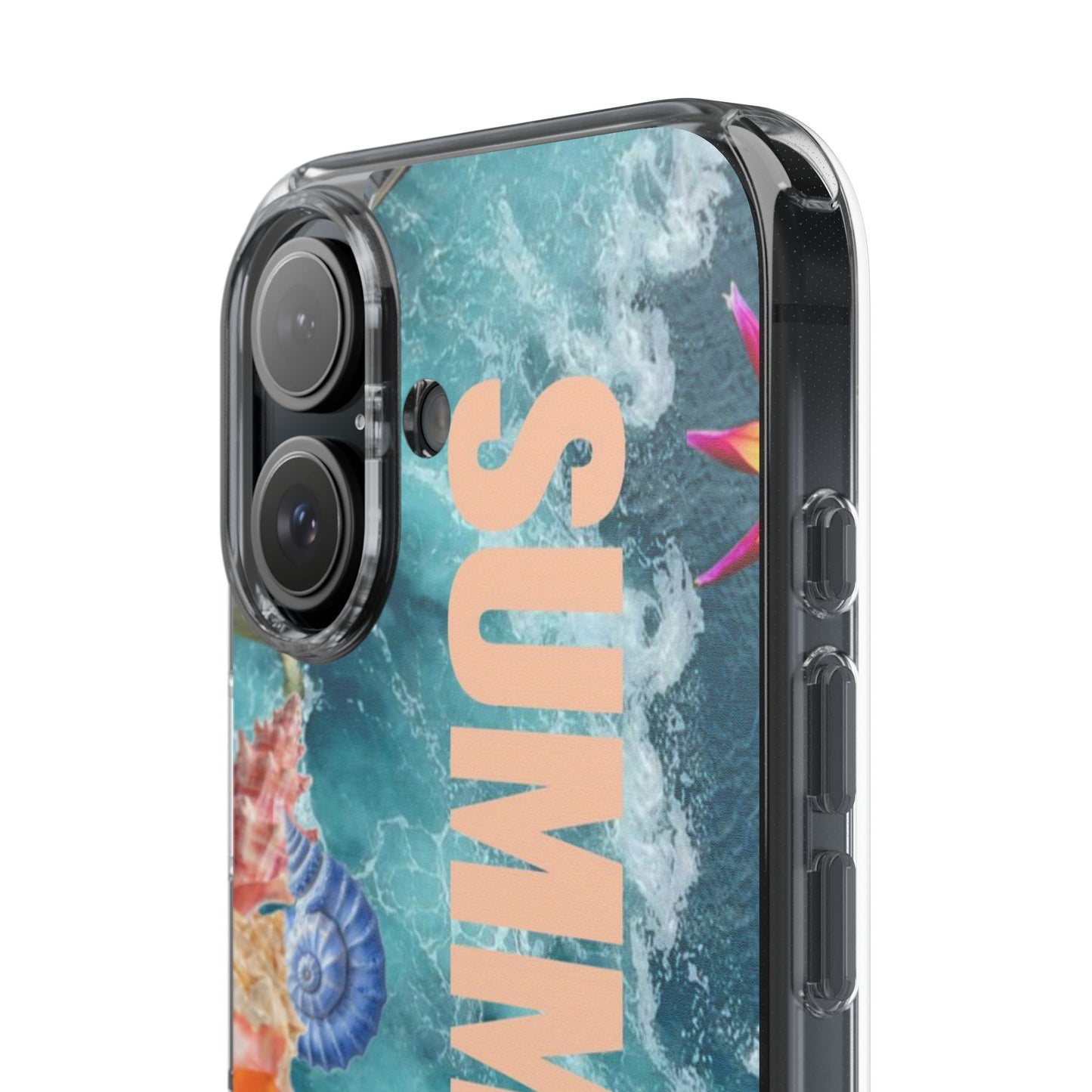 Summer Floral Clear Impact Phone Case — "SUMMER" Tropical Hibiscus Design