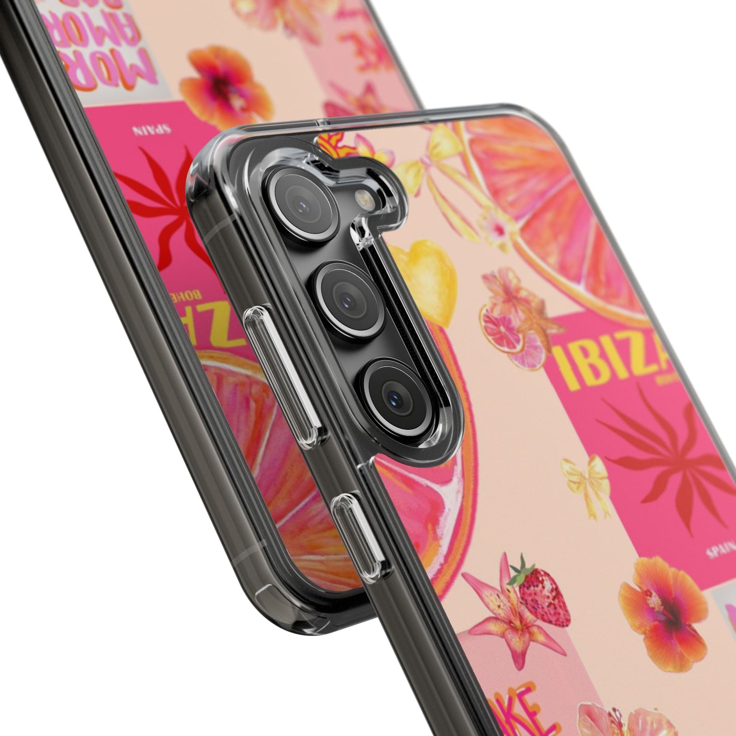 Clear Impact Phone Case — Pink Ibiza Citrus Floral Design