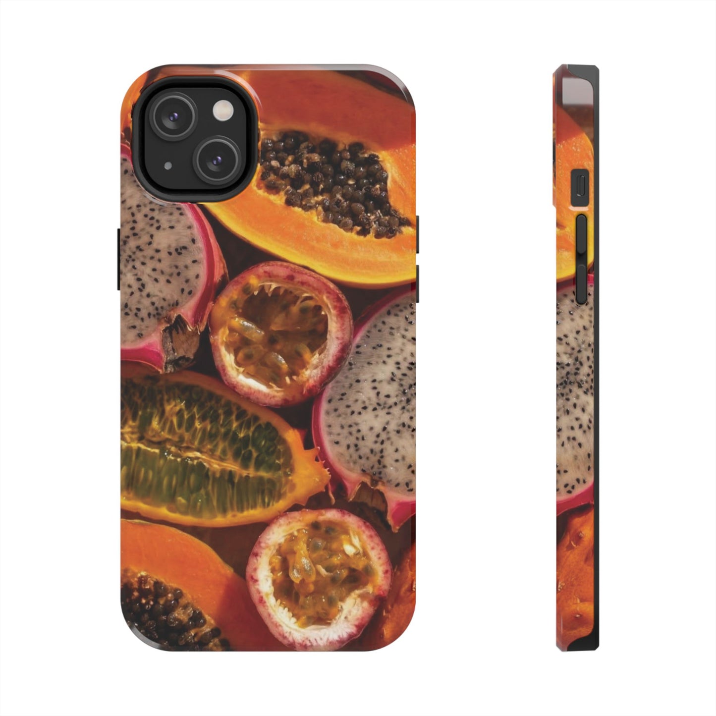 Tropical Fruit Tough Phone Case — Papaya & Dragon Fruit Design