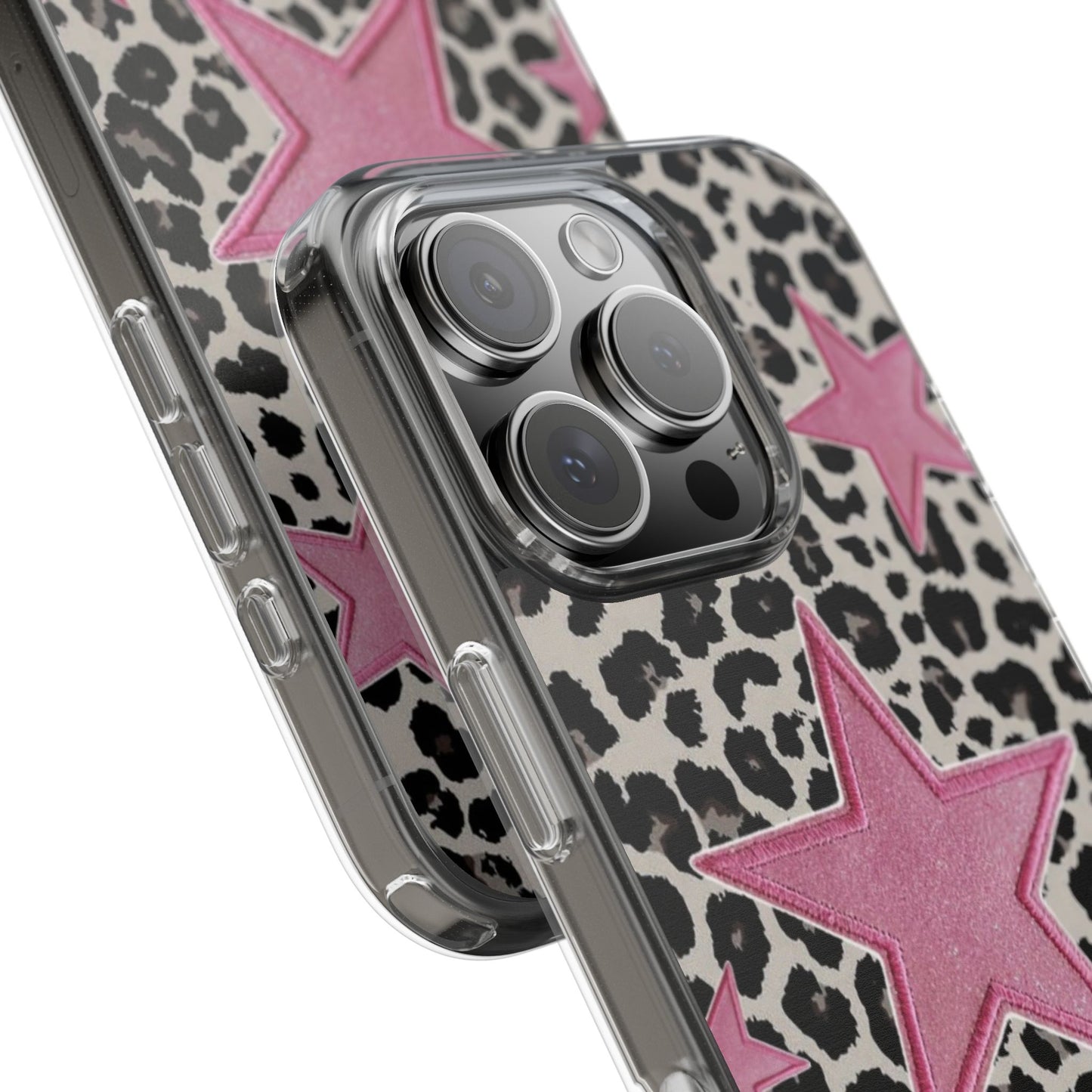 Pink Star Leopard Clear Impact Phone Case