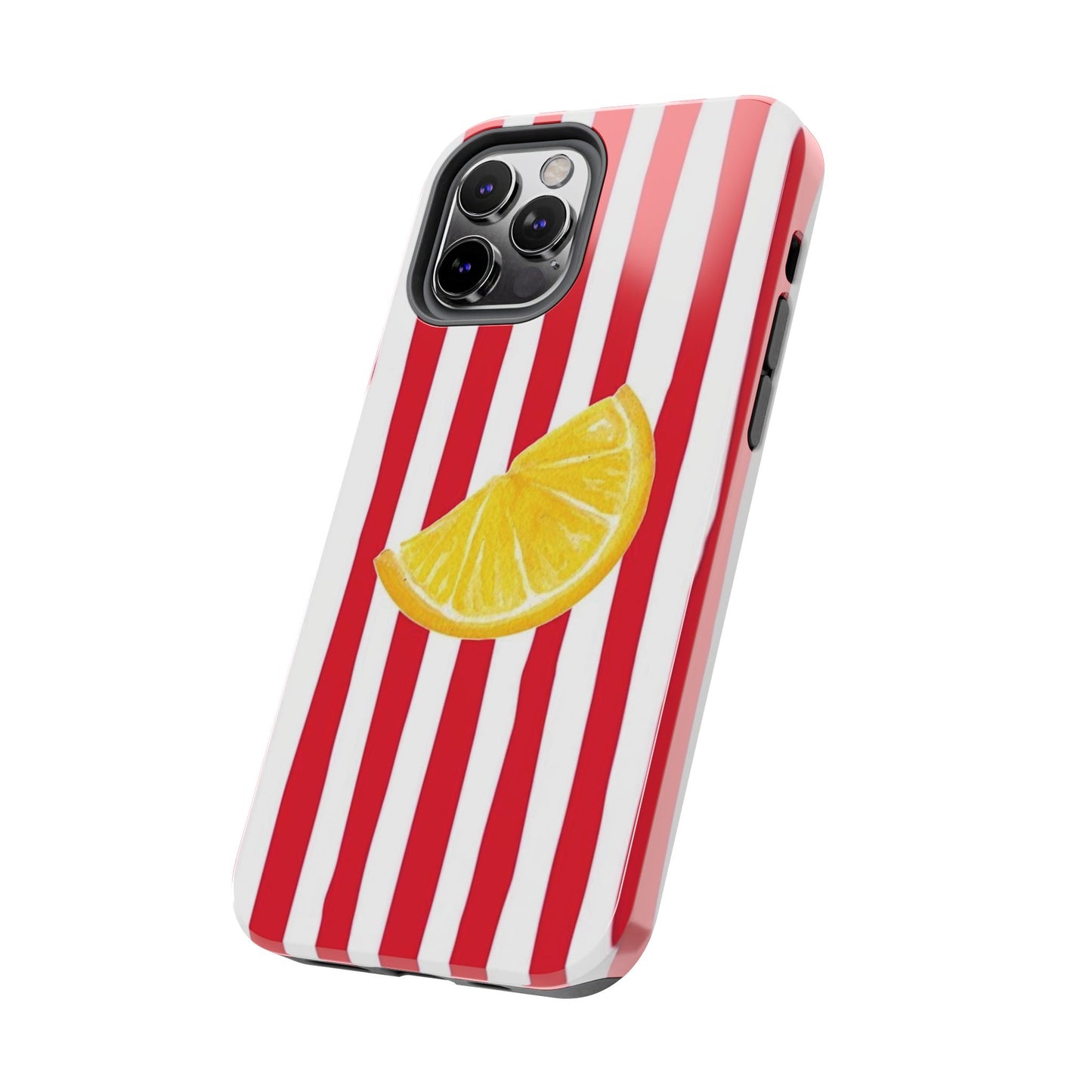 Lemon Slice Red & White Stripe Tough Phone Case