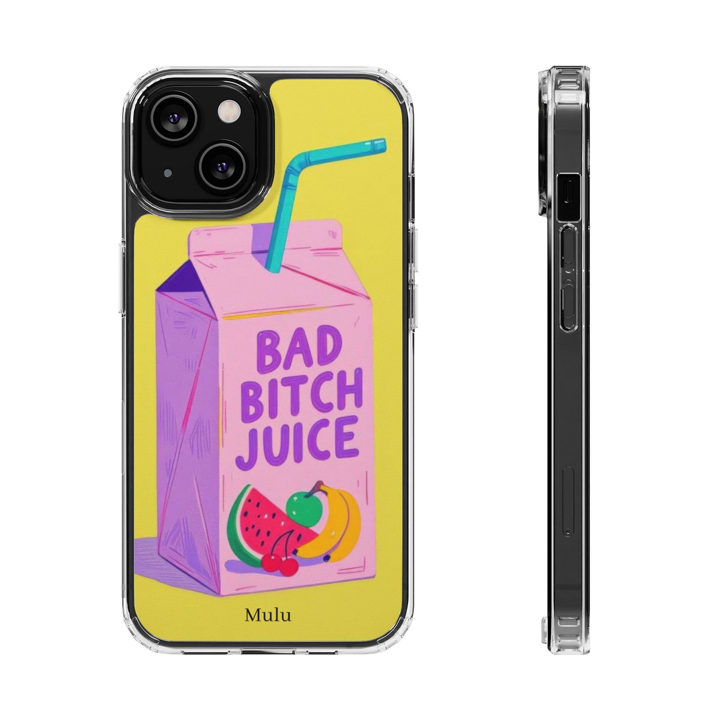 Clear Impact-Resistant Phone Case — "Bad Bitch Juice" Cartoon Juice Box Design
