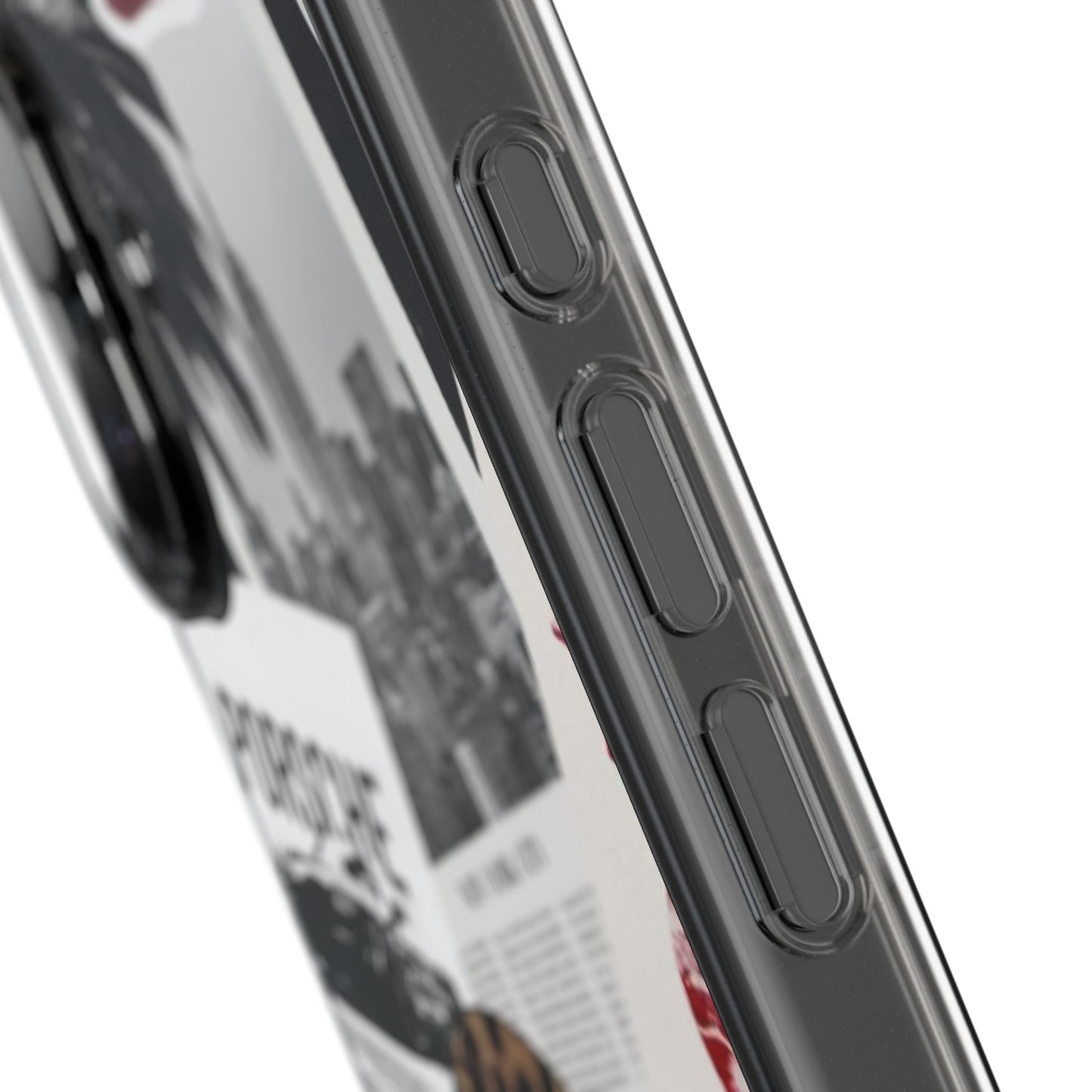Clear Impact-Resistant Phone Case — Collage Luxury Leopard & Vintage Car Design