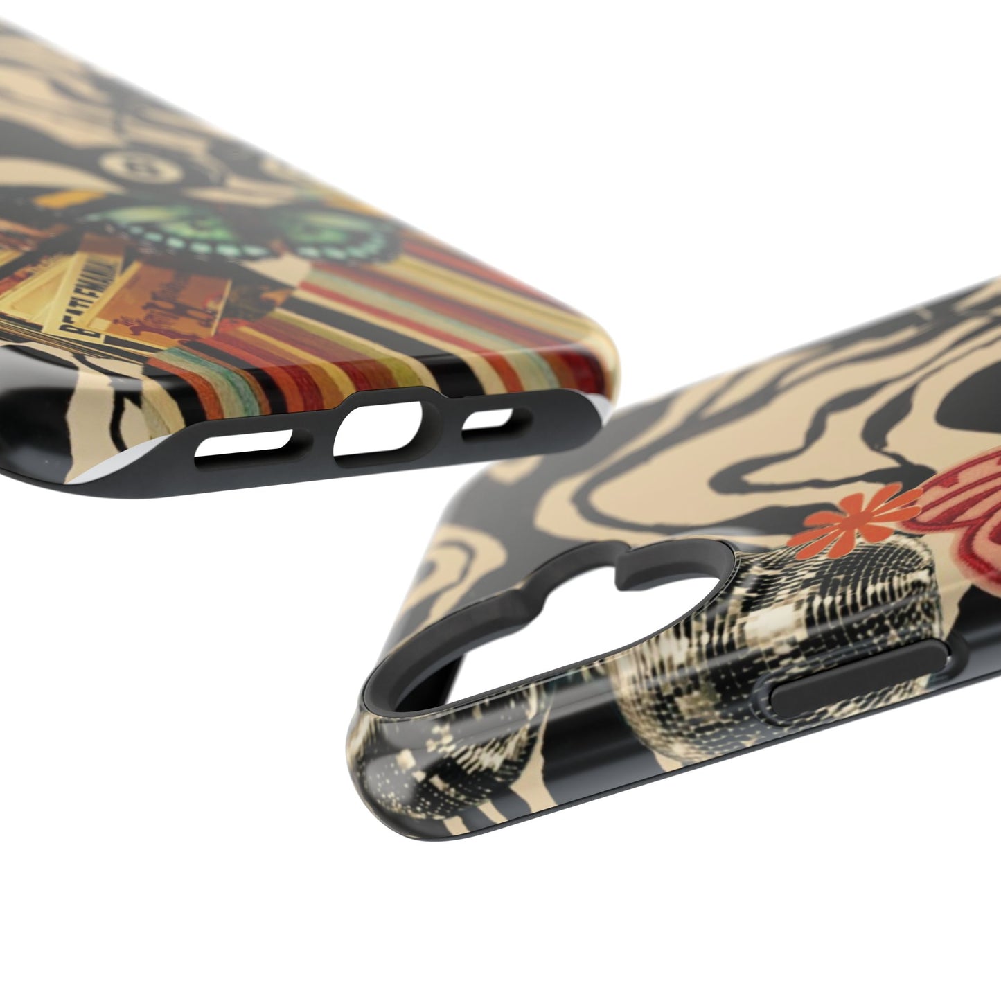Phone Case — Retro Collage Magnetic Impact-Resistant Case with Butterfly & Zebra Print