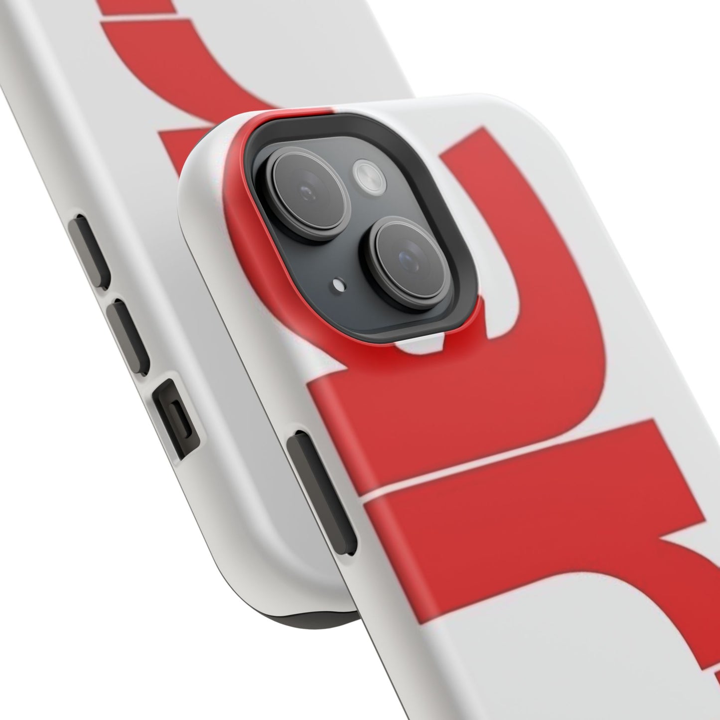 Magnetic Impact-Resistant Phone Case — Bold Red Typographic Design