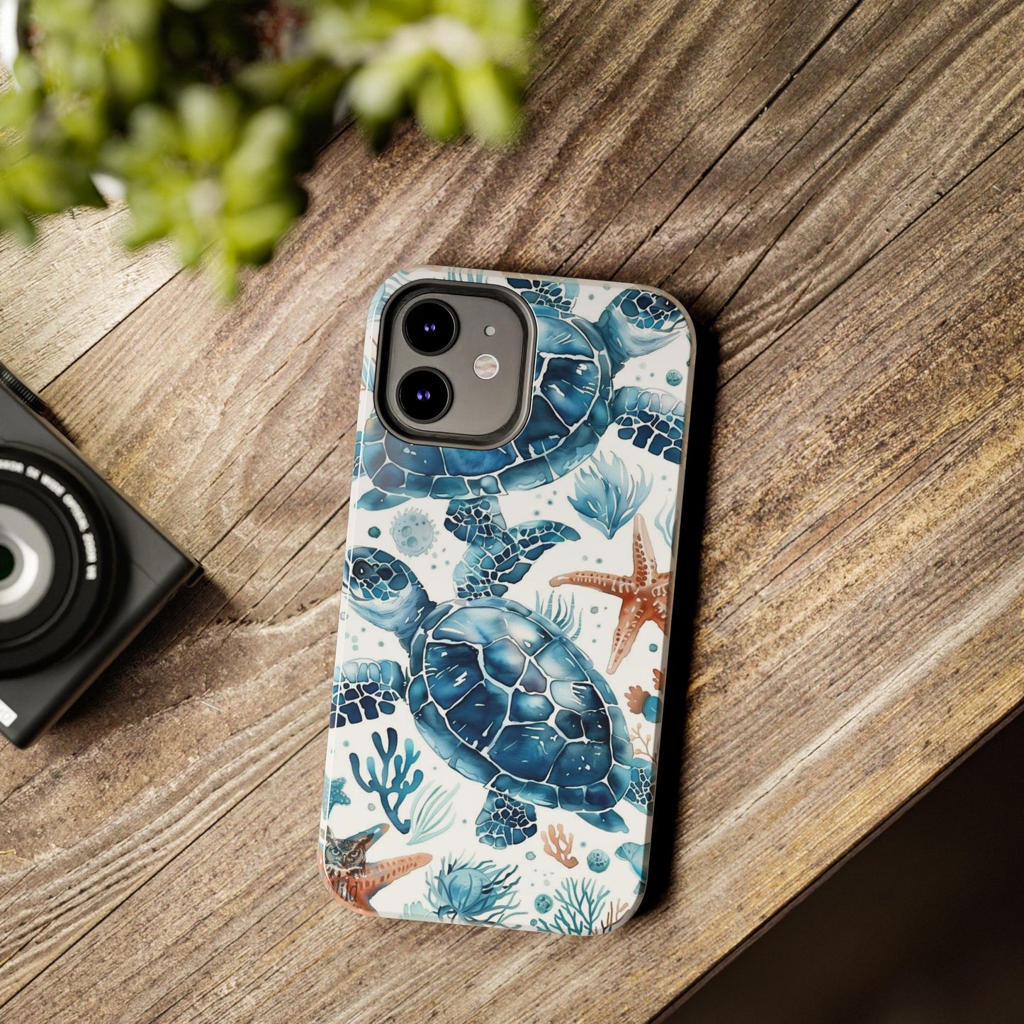 Sea Turtle Tough Phone Case — Blue Ocean Marine Life Protective Cover