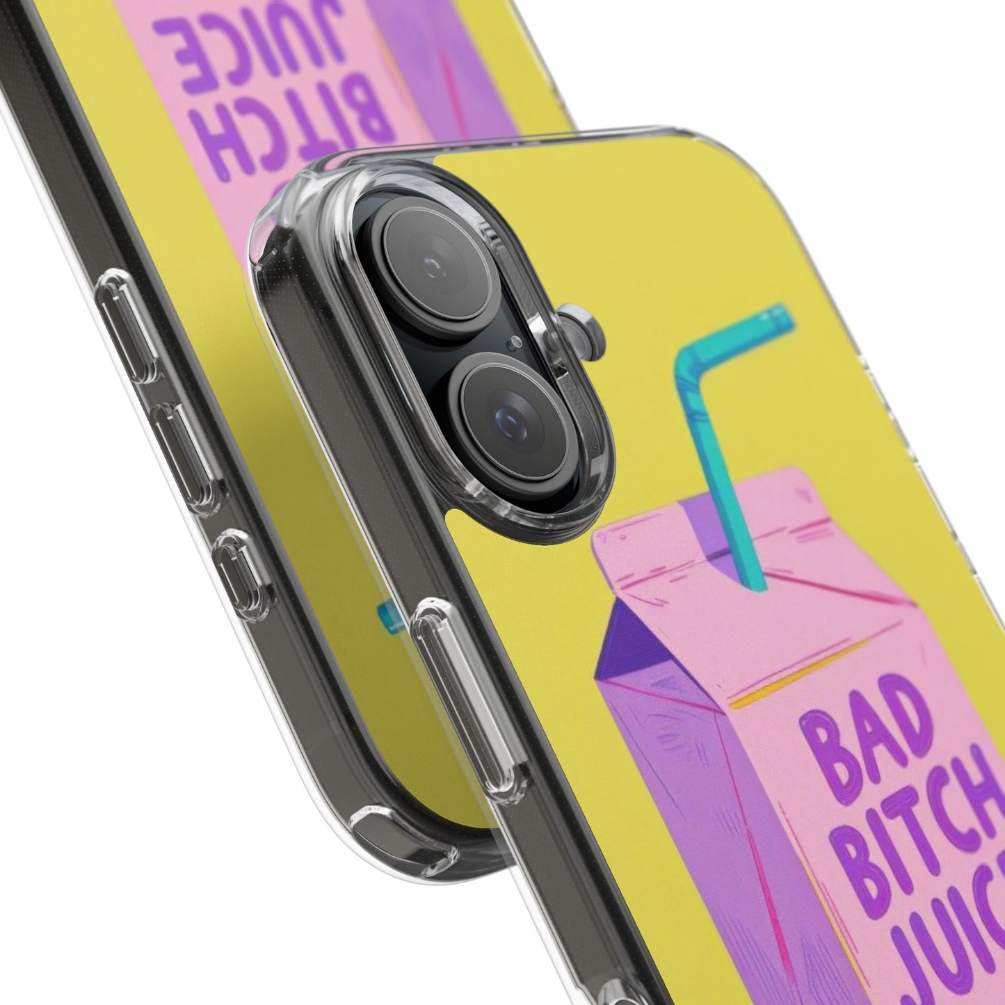 Clear Impact-Resistant Phone Case — "Bad Bitch Juice" Cartoon Juice Box Design