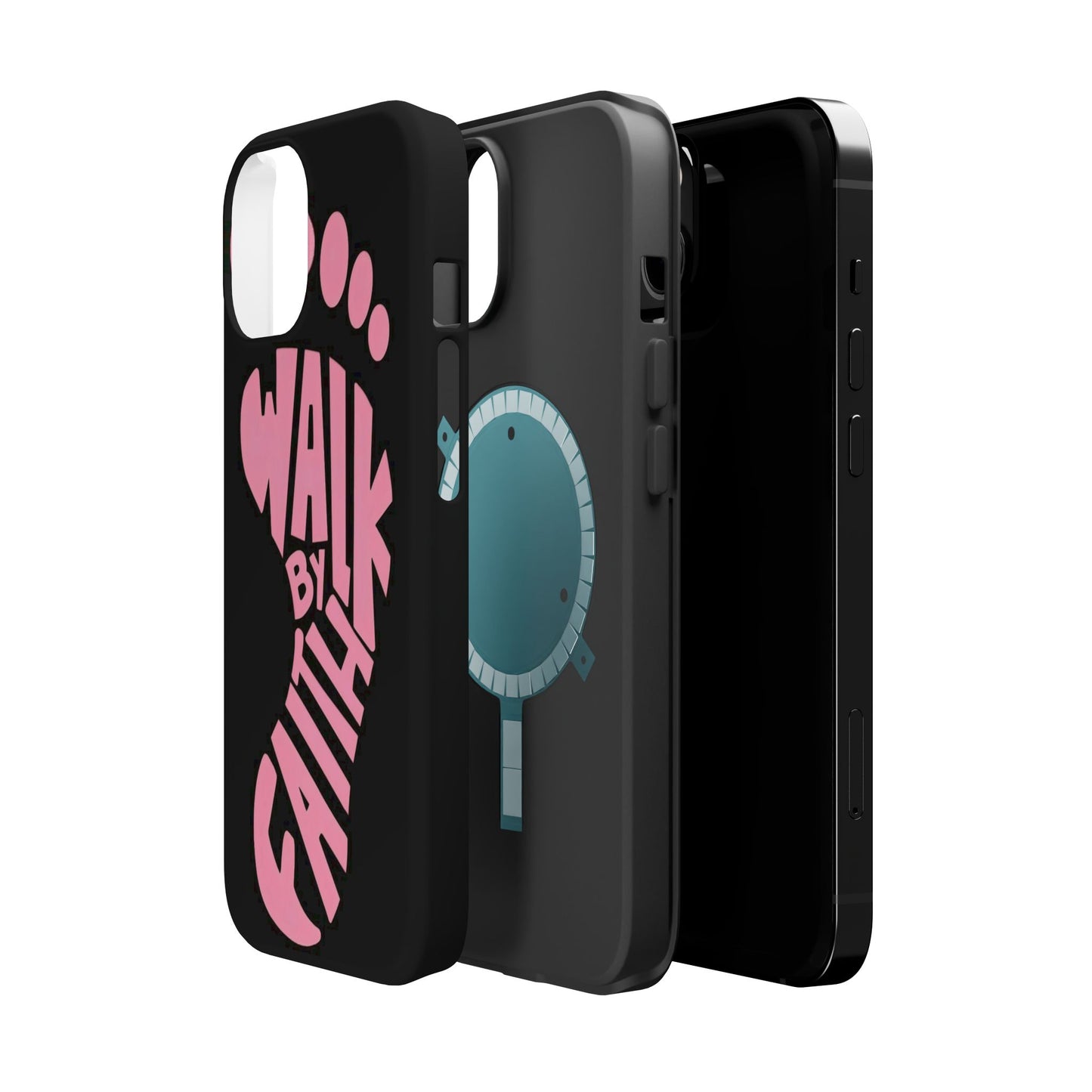 Phone Case — "Walk By Faith" Pink Footprint Magnetic Impact-Resistant Case