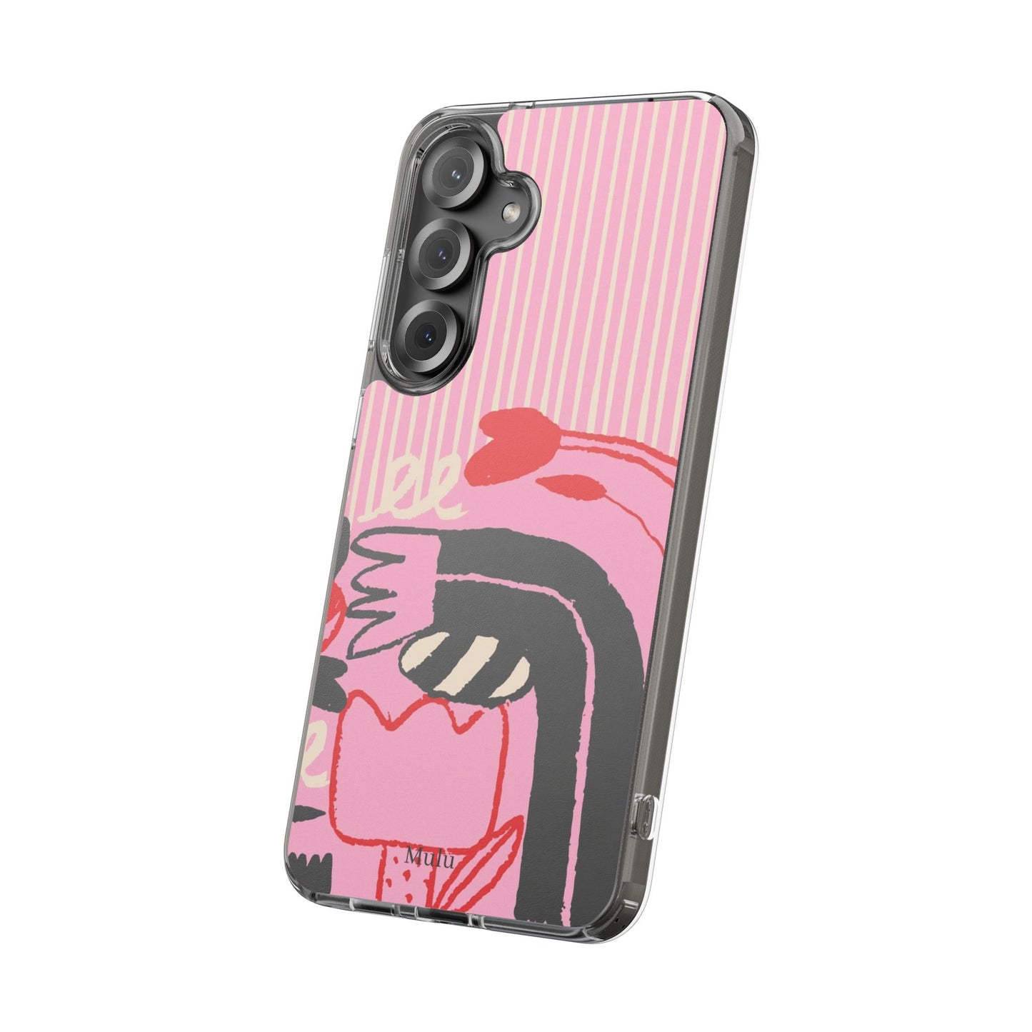 Clear Impact-Resistant Case — Pink Cute Heart Cartoon Design