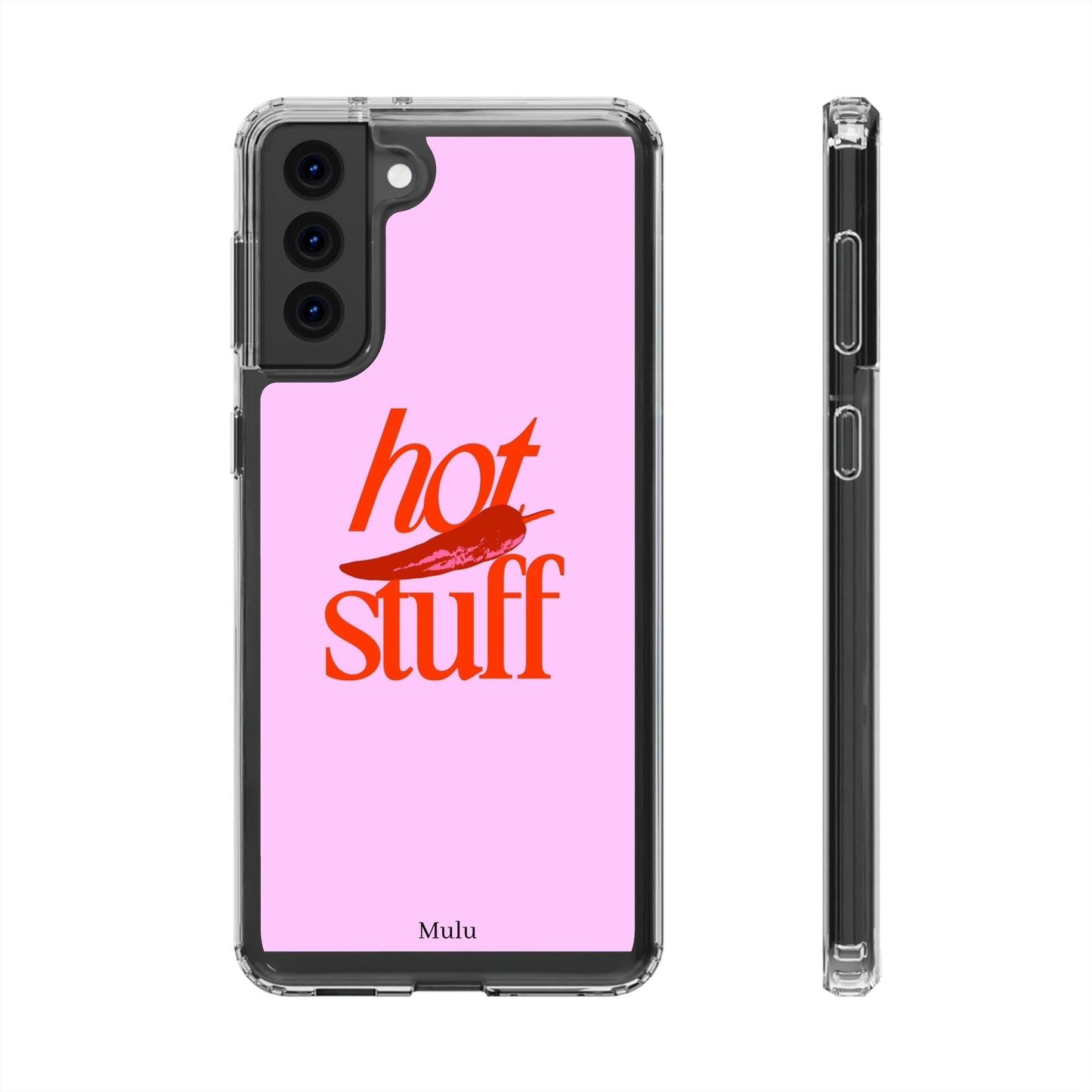 Hot Stuff Clear Impact Phone Case — Pink Retro Typography iPhone Cover
