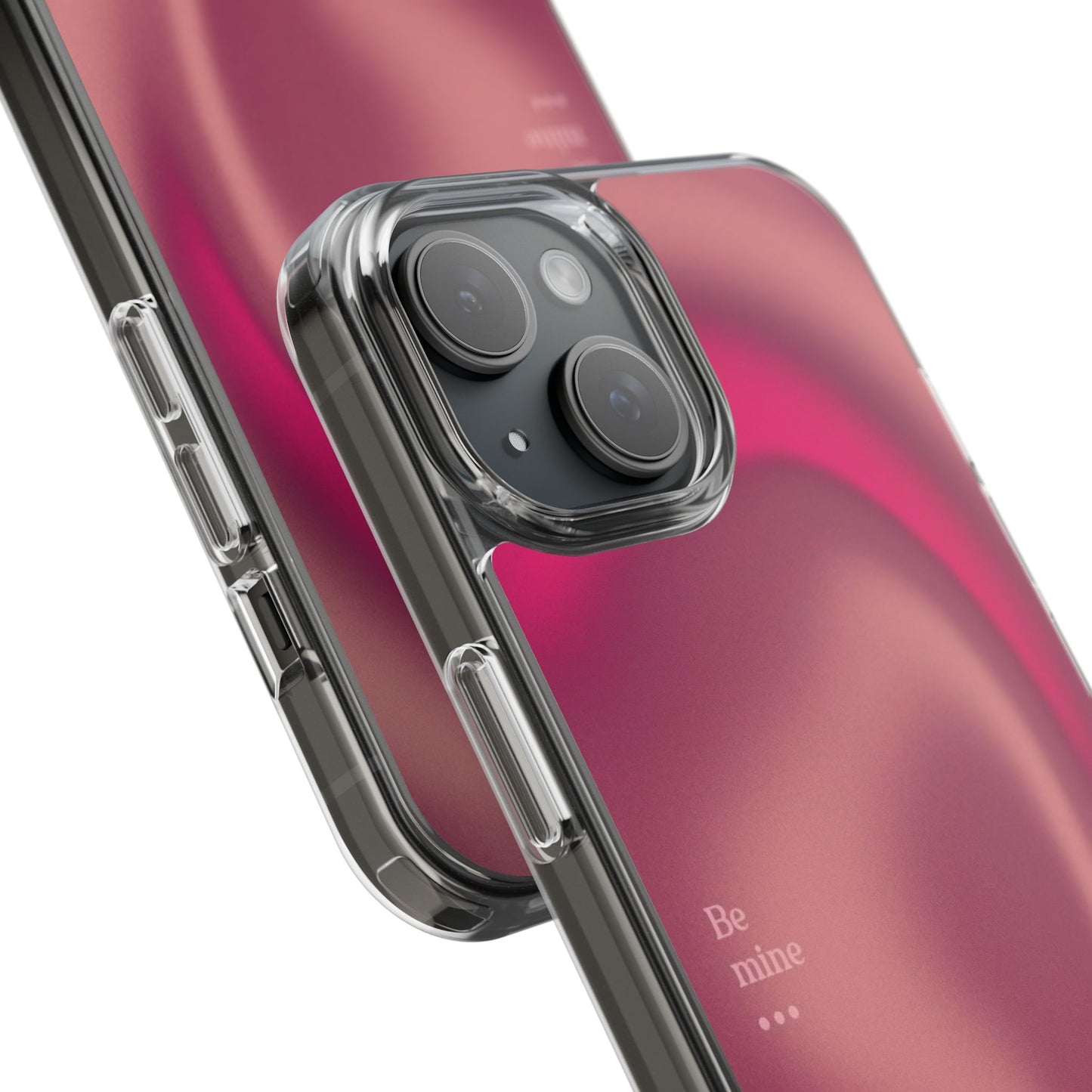 Clear Impact Phone Case — Pink Satin Swirl "Be mine" Design
