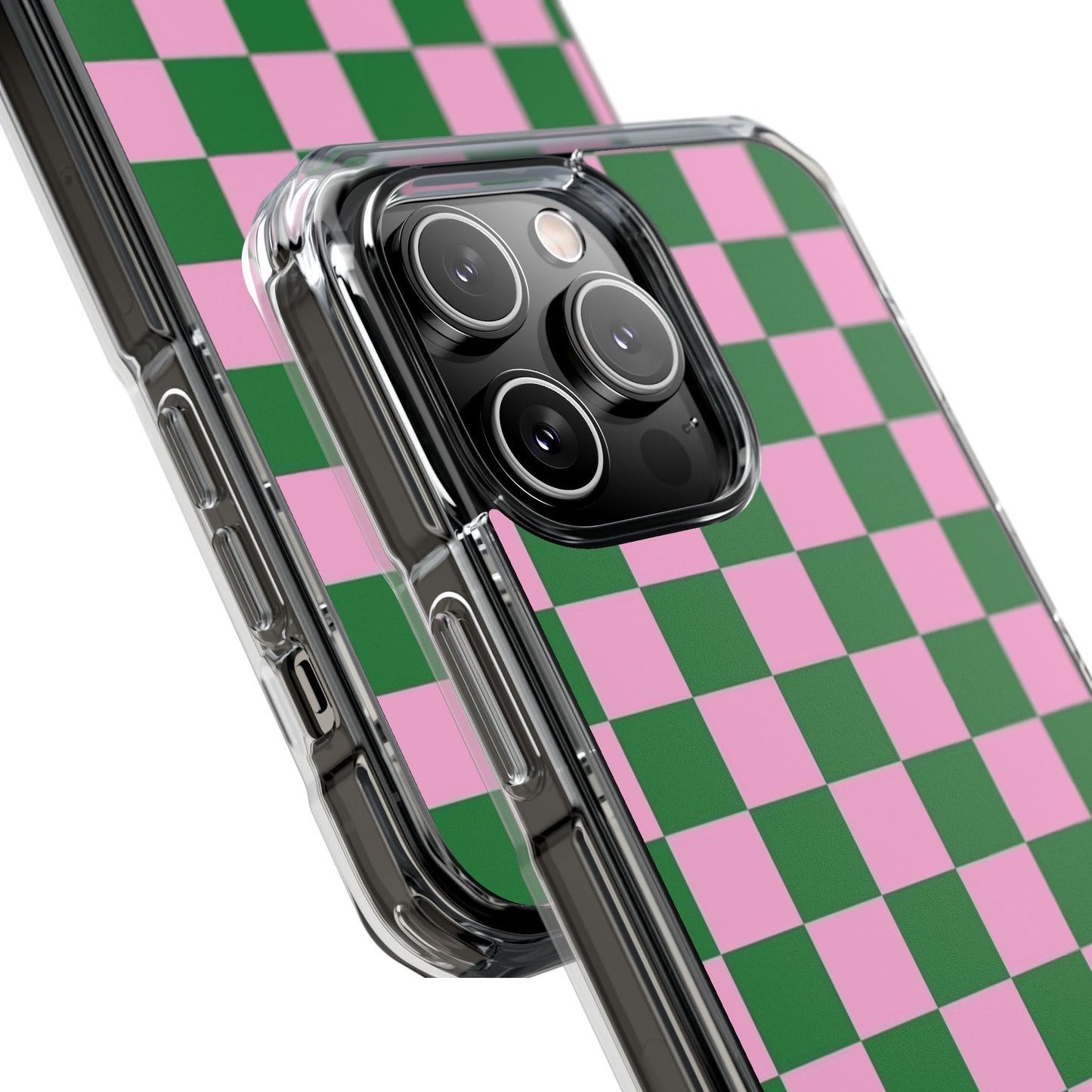 Pink & Green Checkerboard Magnetic Clear Phone Case