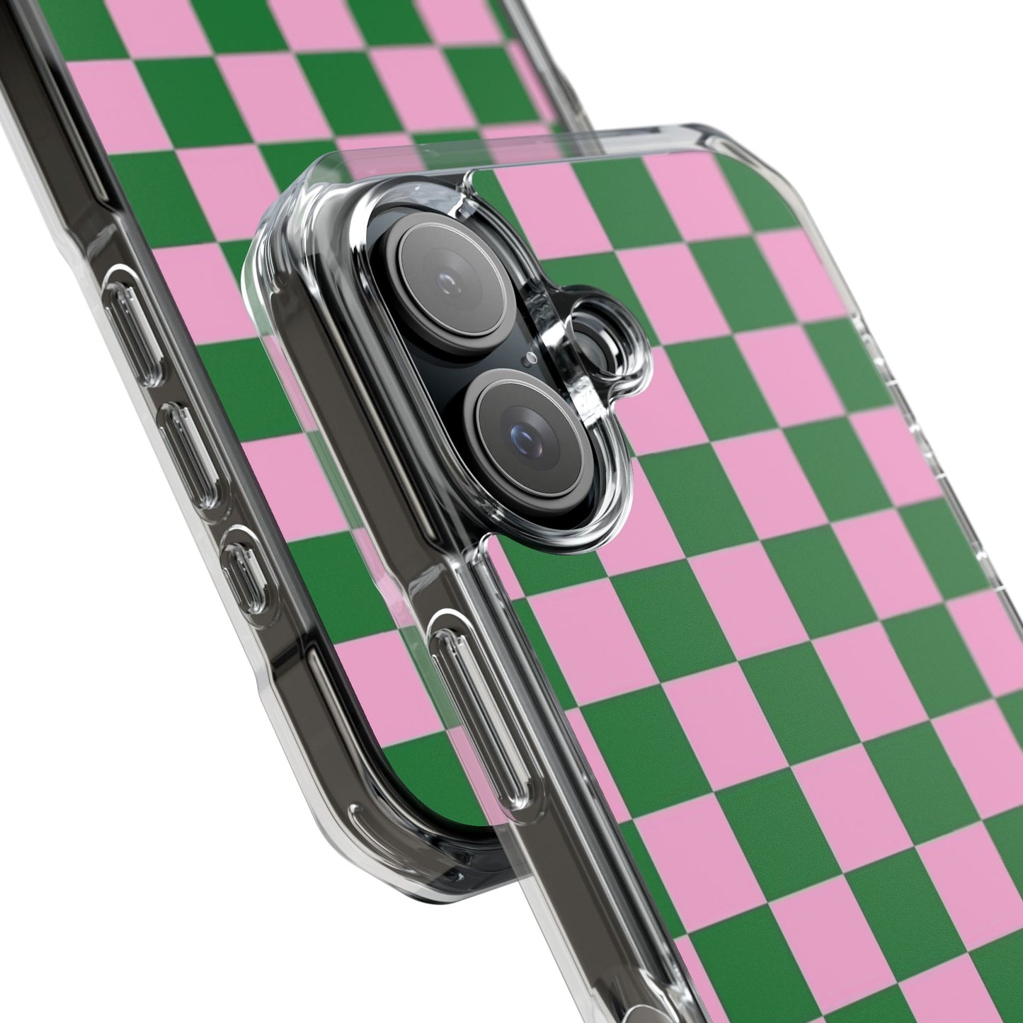 Pink & Green Checkerboard Magnetic Clear Phone Case