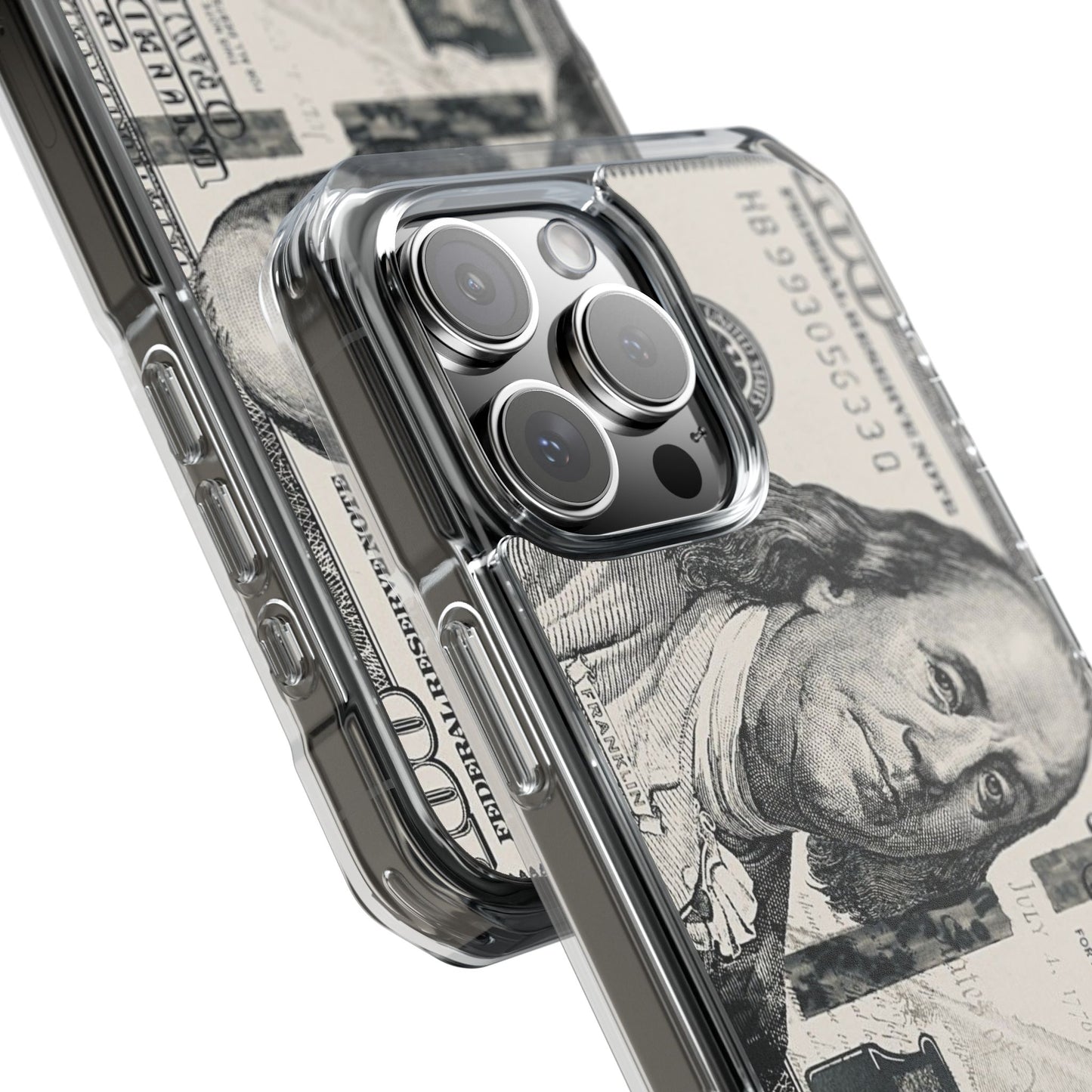 Clear Magnetic Phone Case — Hundred Dollar Bill Design