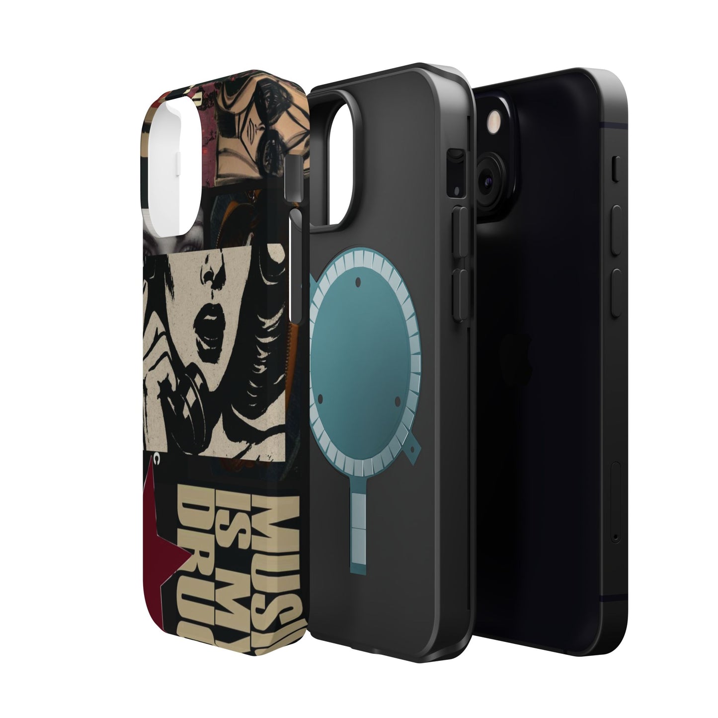 Magnetic Impact Phone Case — Retro Pop Art "Music Is My Drug" Design
