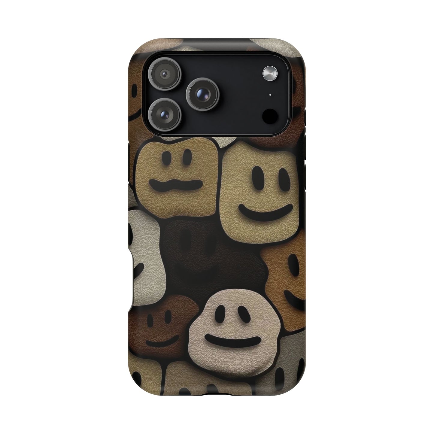 Magnetic Impact-Resistant Case — Brown Smiley Tile Phone Cover