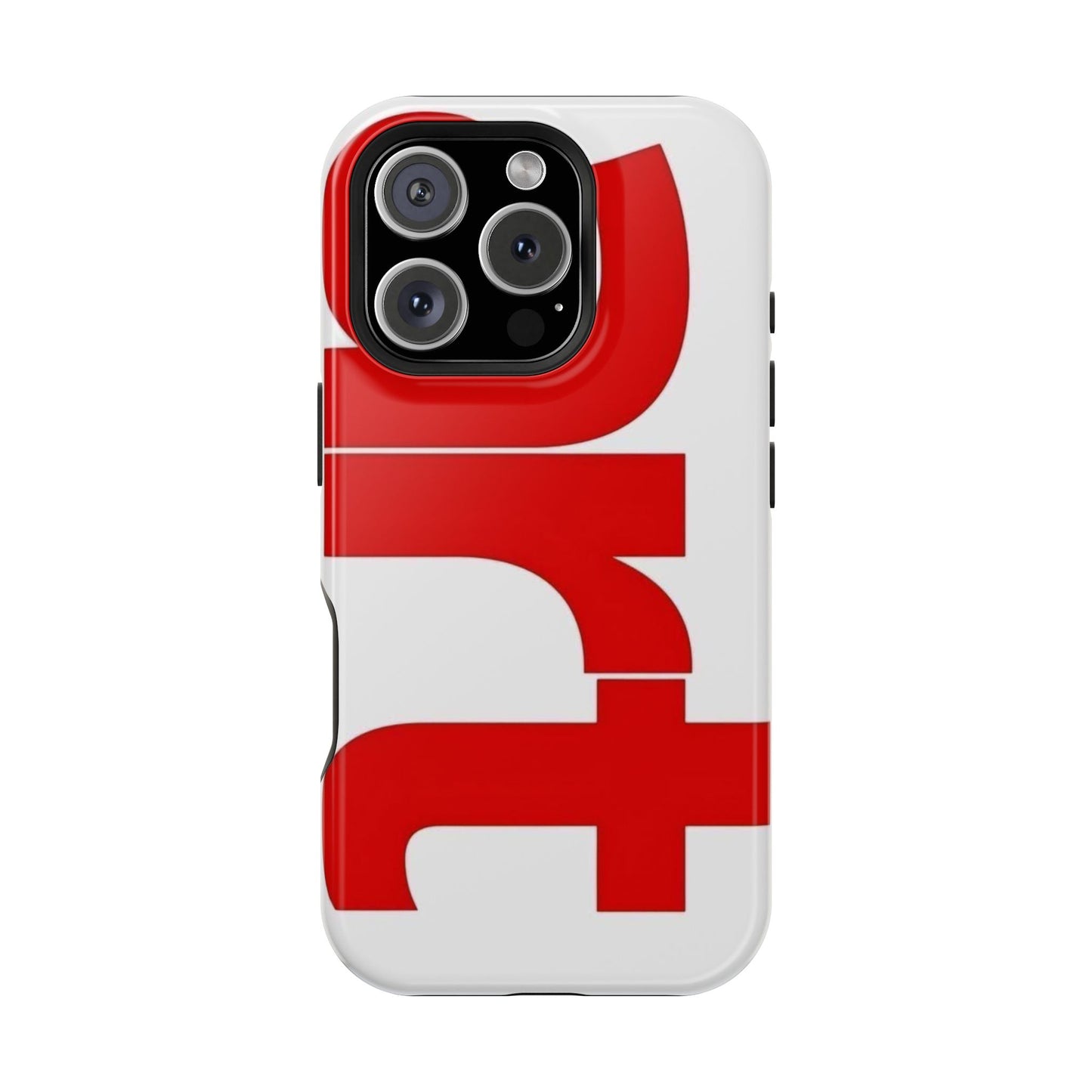 Magnetic Impact-Resistant Phone Case — Bold Red Typographic Design