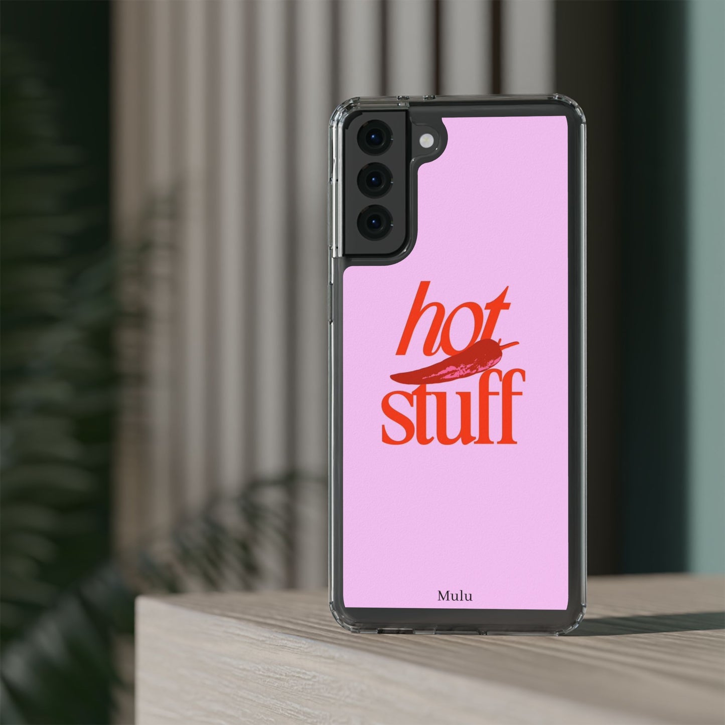 Hot Stuff Clear Impact Phone Case — Pink Retro Typography iPhone Cover