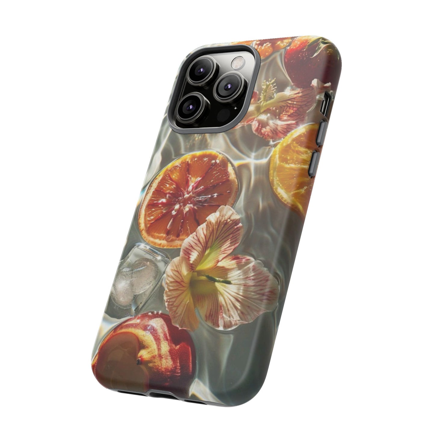Citrus & Hibiscus Protective Phone Case – Summer Fruit Water Print Tough Case