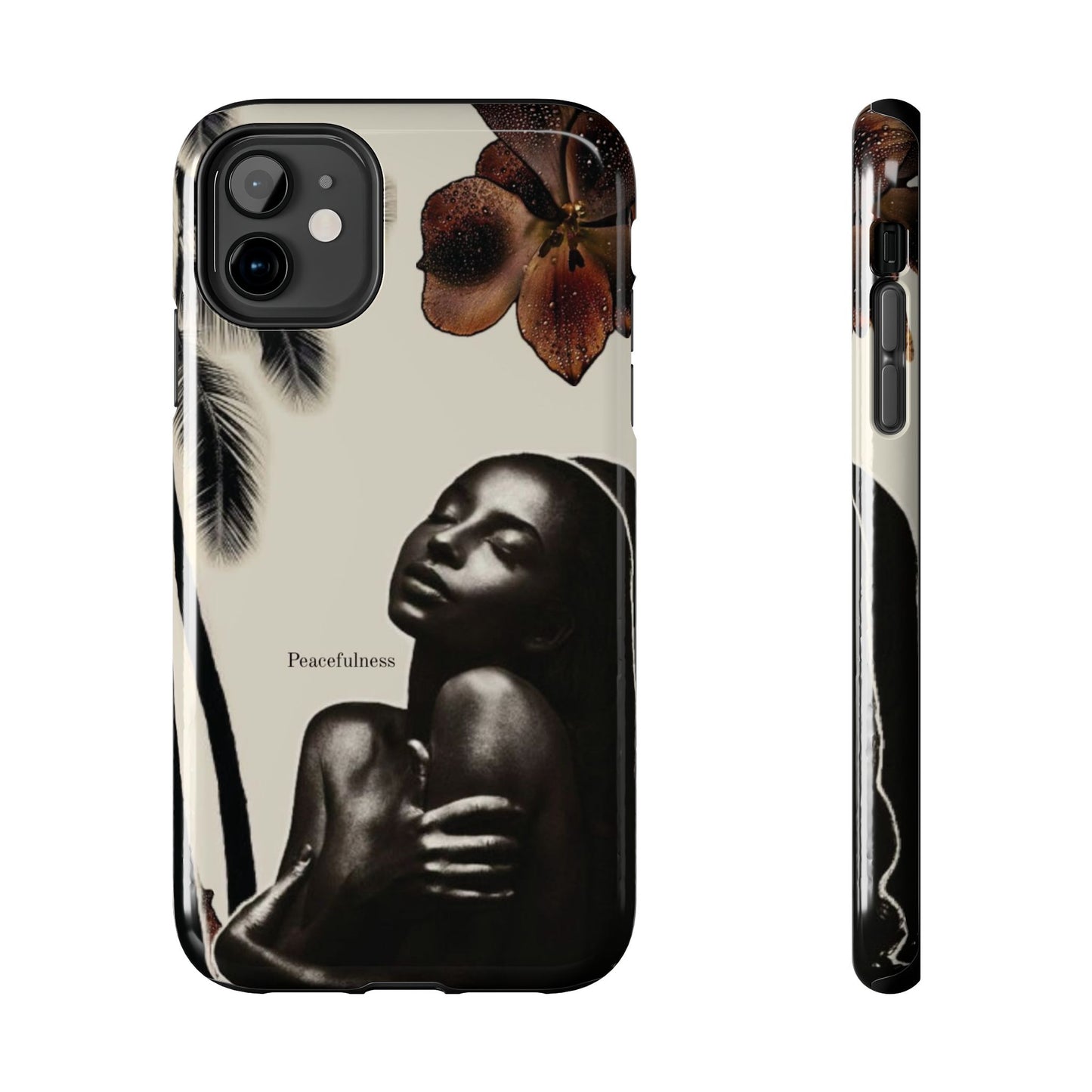 Tough Phone Case — "Peacefulness" Artistic Black Woman Floral Design