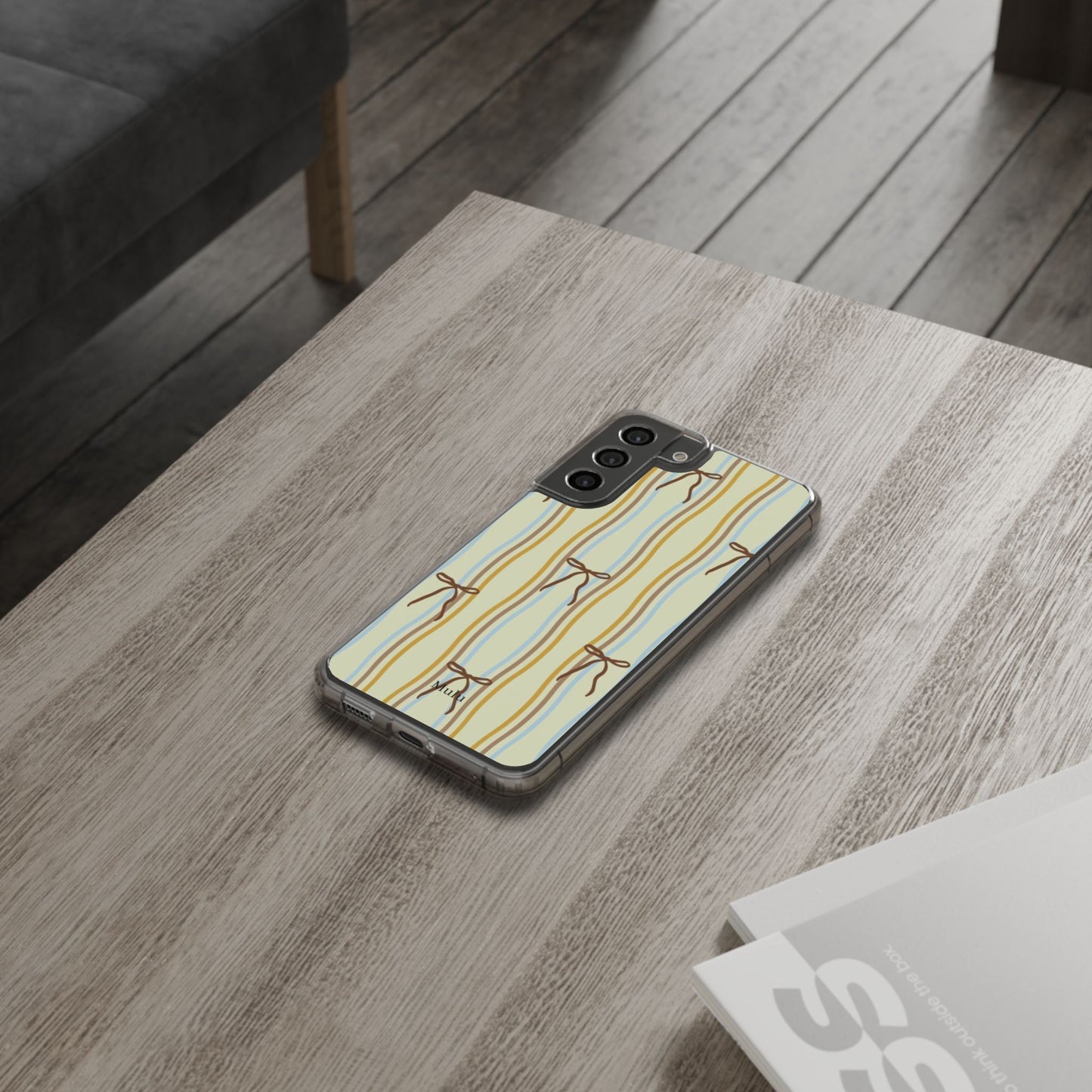 Ballet Ribbon Stripe Clear Impact Phone Case — Pastel Yellow Protective Cover