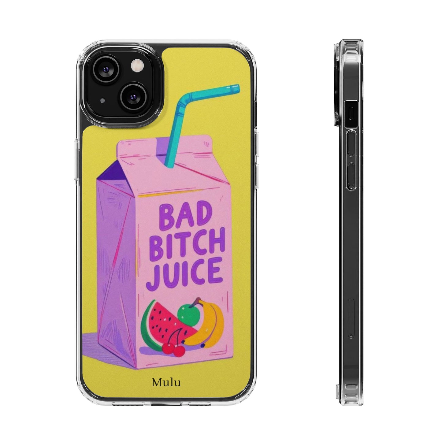 Clear Impact-Resistant Phone Case — "Bad Bitch Juice" Cartoon Juice Box Design