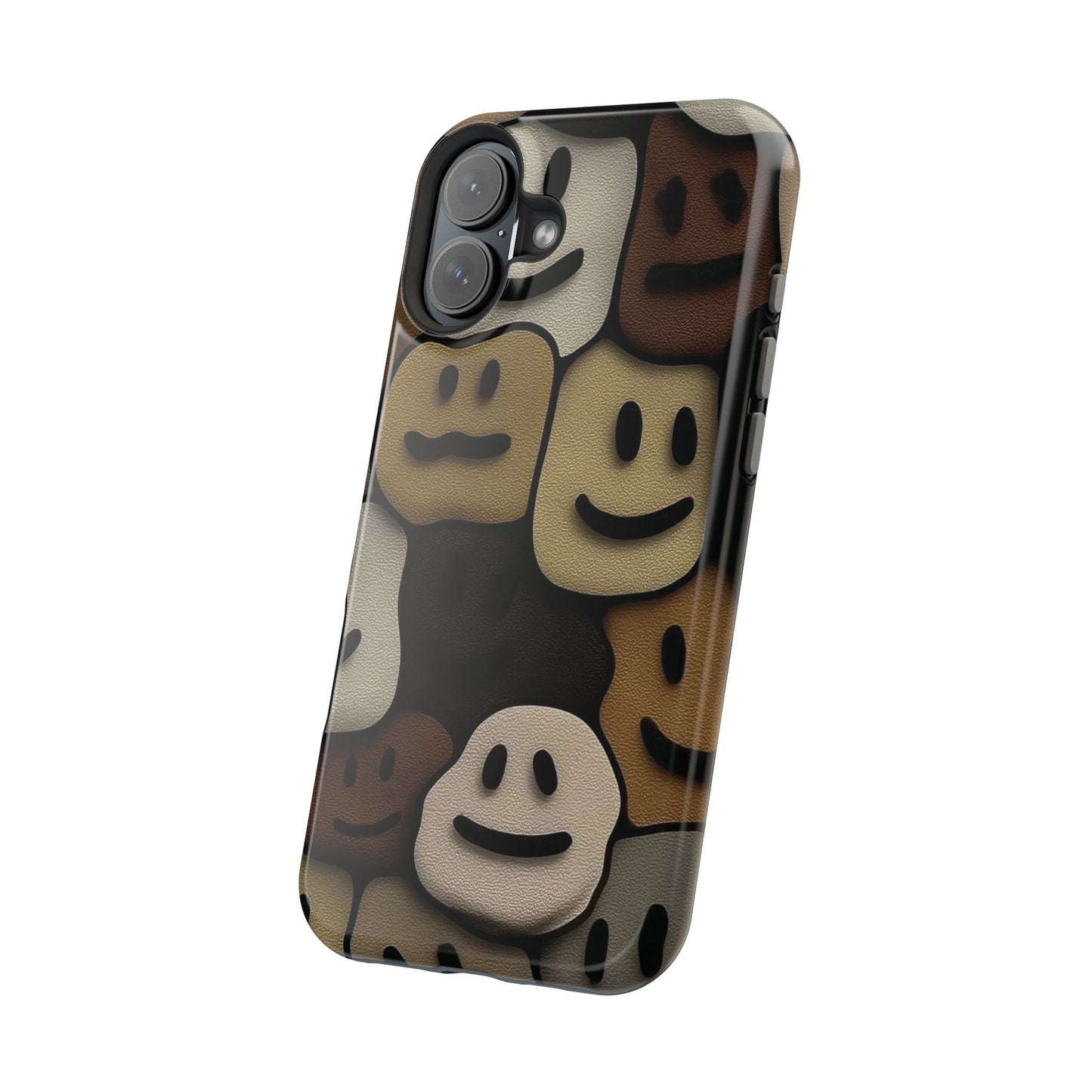 Magnetic Impact-Resistant Case — Brown Smiley Tile Phone Cover