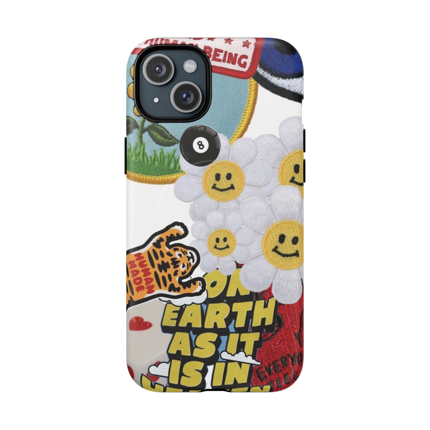 Phone Case — Retro Smiley Daisy Collage Tough Magnetic Cover