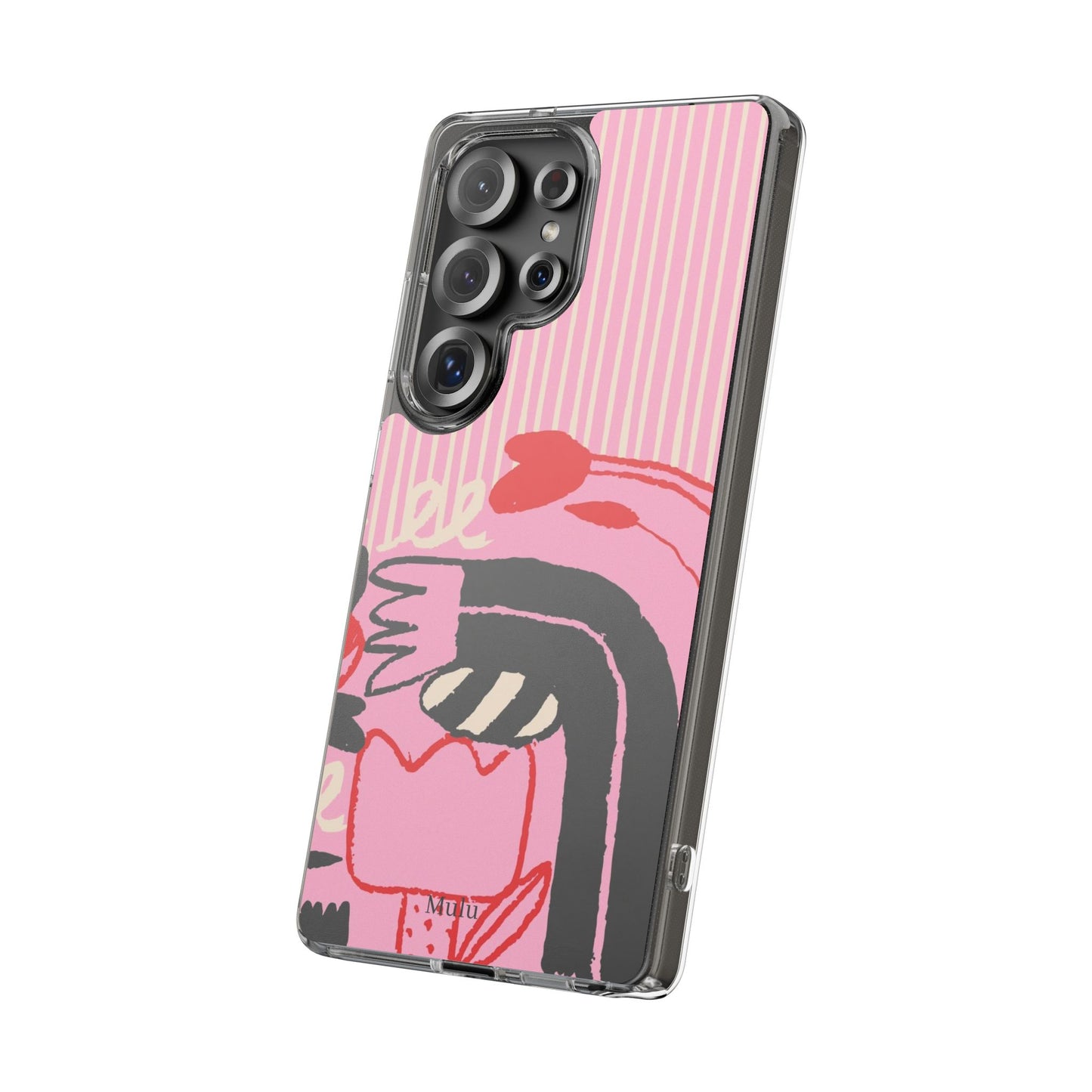 Clear Impact-Resistant Case — Pink Cute Heart Cartoon Design