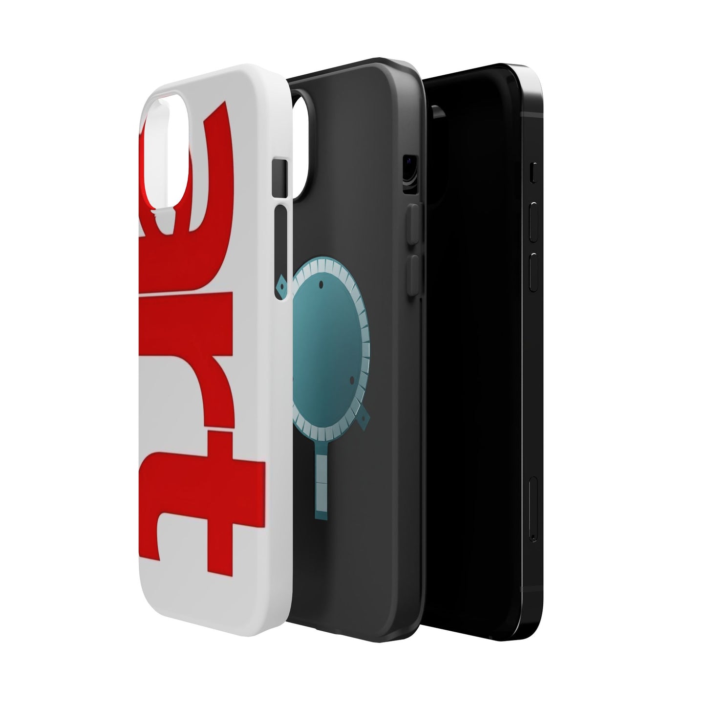 Magnetic Impact-Resistant Phone Case — Bold Red Typographic Design